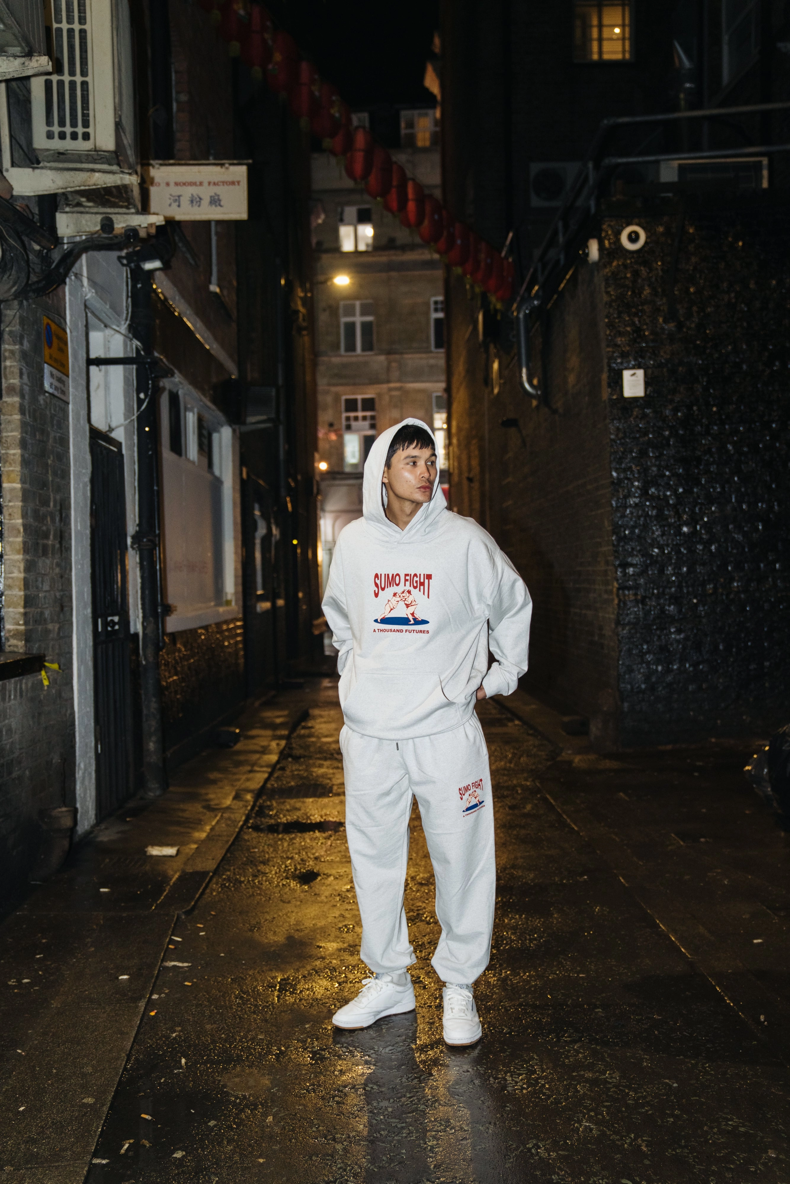 A Thousand Futures 'Sumo Fight' Hoodie - Ash Elephant like St. Patrick's Day wear