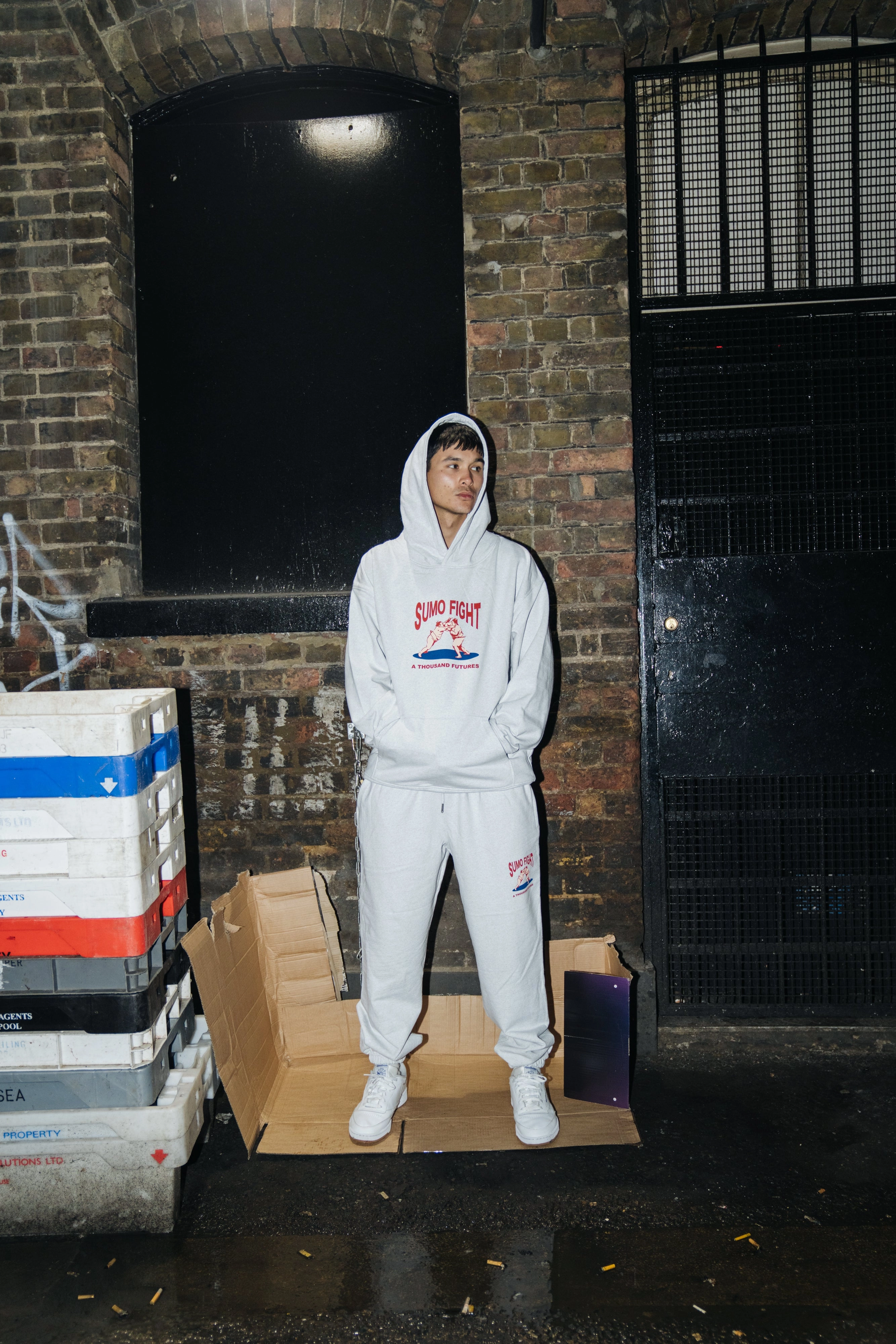 A Thousand Futures 'Sumo Fight' Hoodie & Jogger Set - Ash hunting clothes