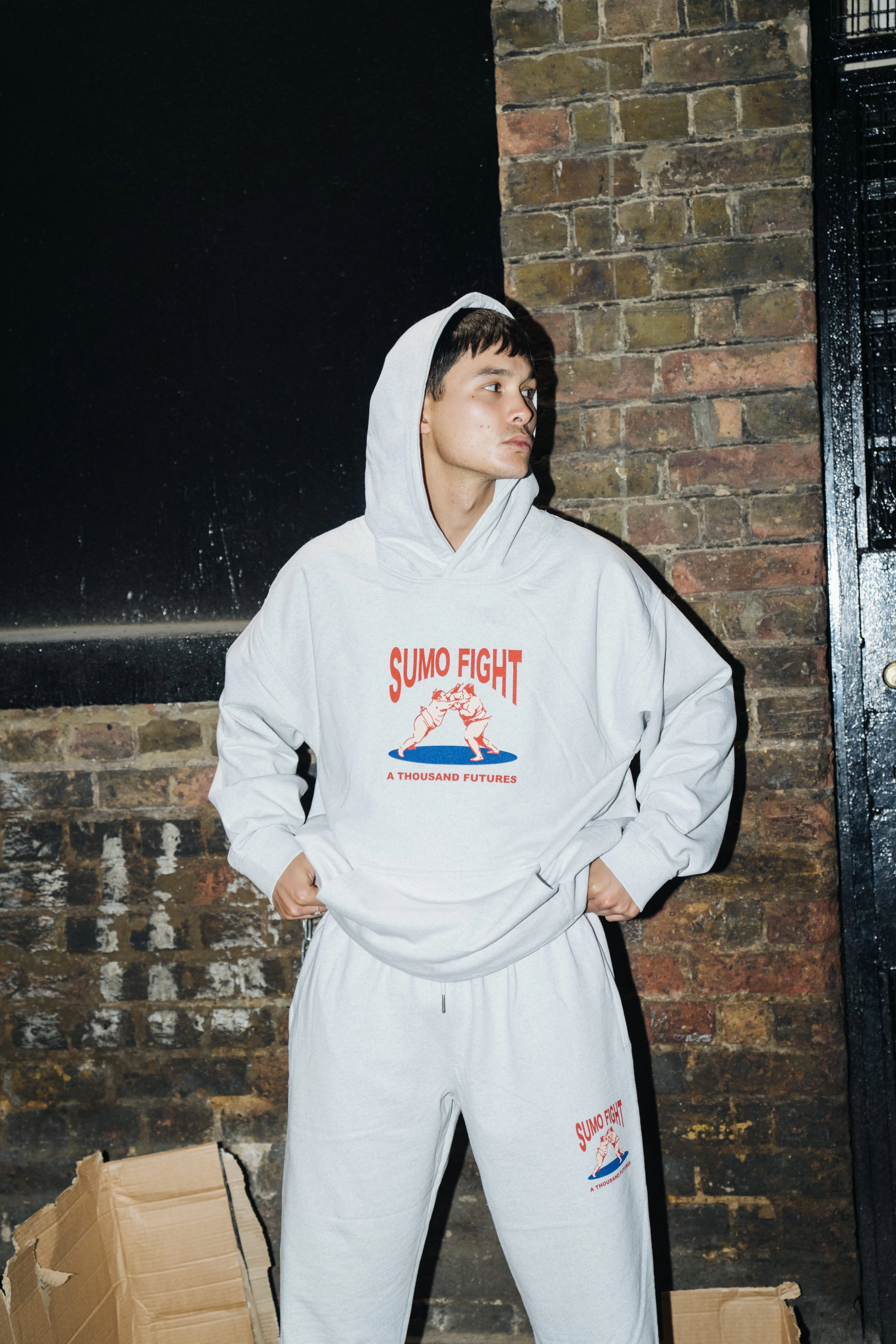 A Thousand Futures 'Sumo Fight' Hoodie & Jogger Set - Ash Double Welded Pockets Flexibility