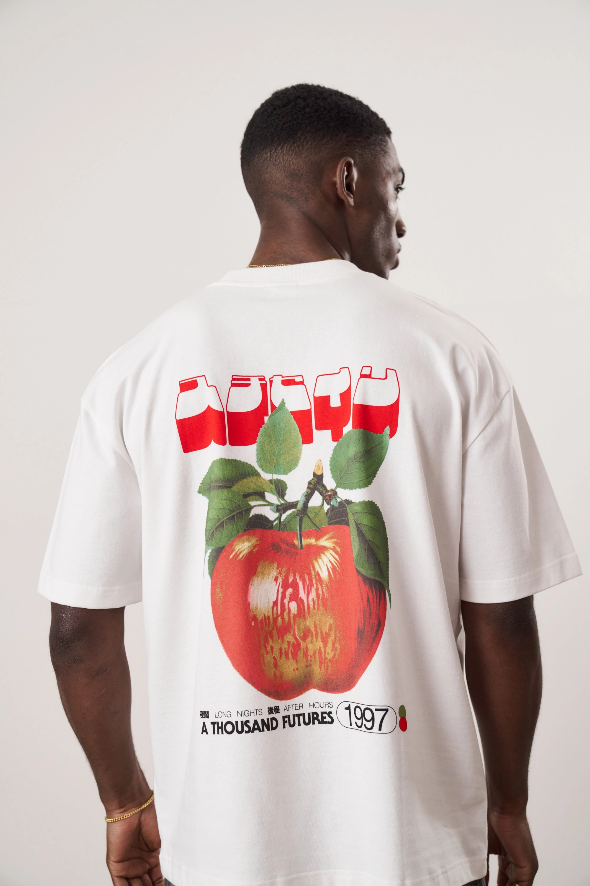 OversizedSilhouette A Thousand Futures x GK 'Apple' Tee - White