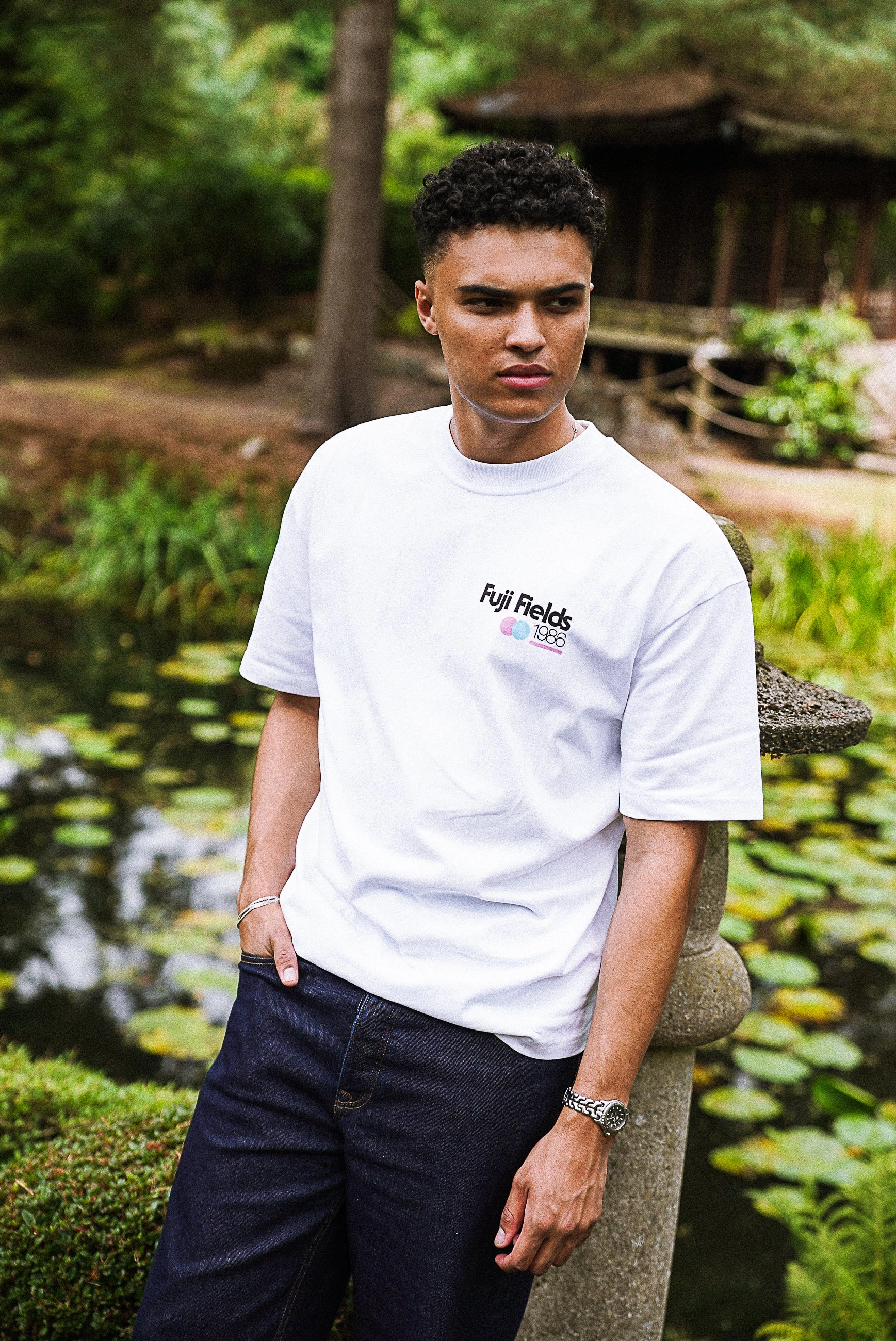 A Thousand Futures x GK 'Fuji Fields' Tee - White Non Irritating Tags Casual Fashion