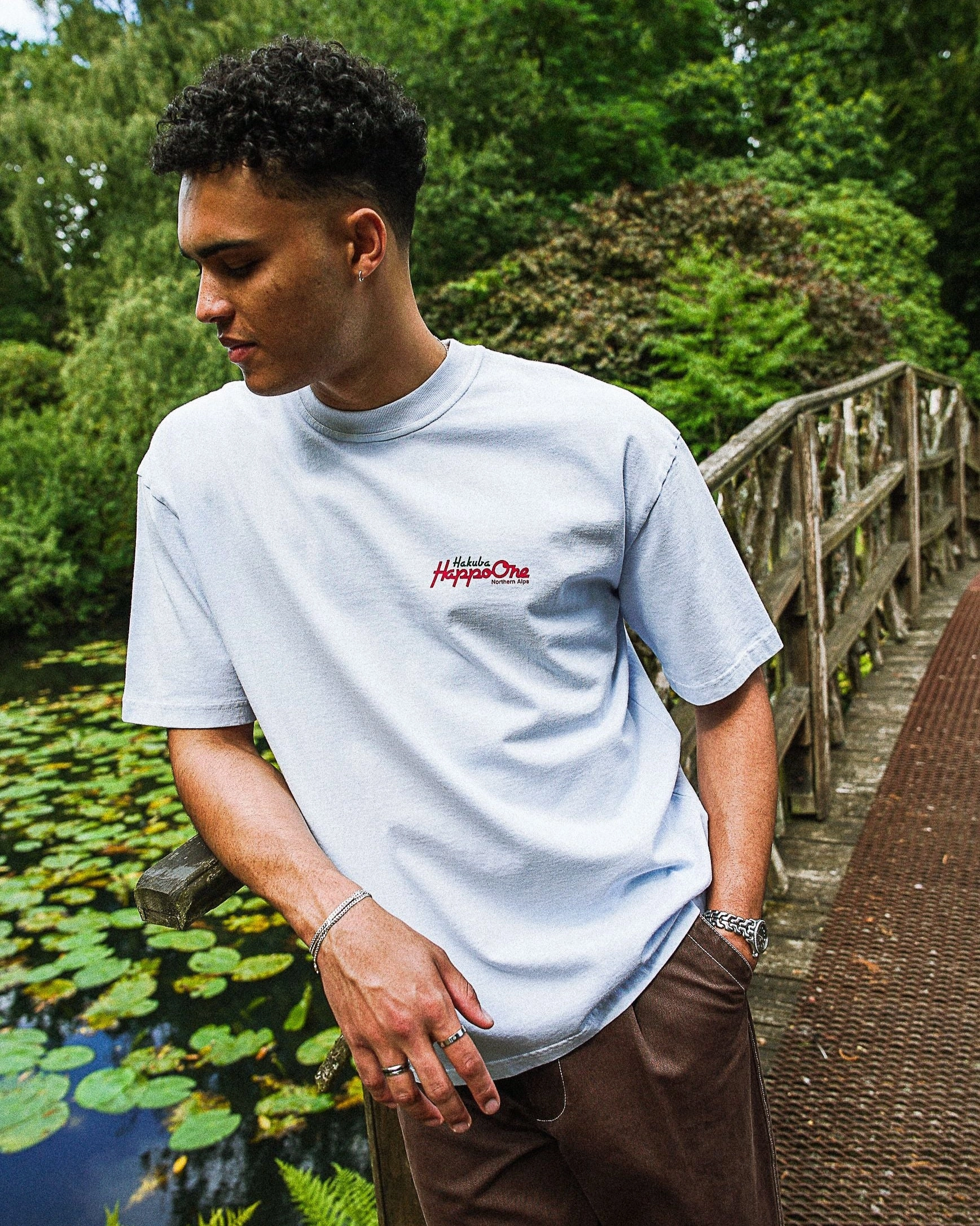 Chilly Wear Distressed Hem Finish A Thousand Futures x Yunosuke 'Happo' Washed Tee - Light Blue