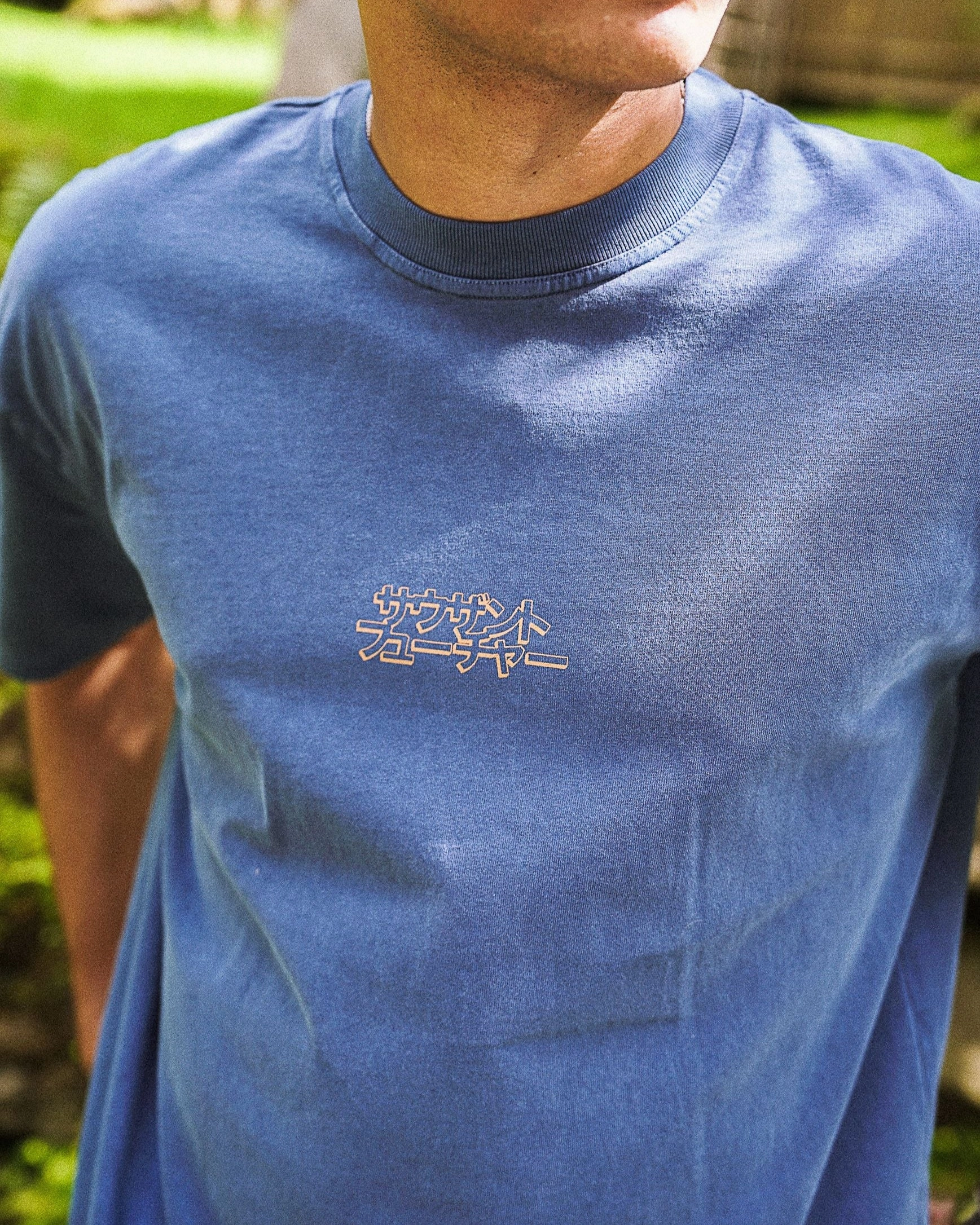 A Thousand Futures x Yunosuke 'Matches' Washed Tee - Navy Wicking Interlock Knit Stylish Layer Look