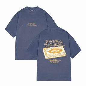 A Thousand Futures x Yunosuke 'Matches' Washed Tee - Navy Low Impact Processing Geometric Pattern