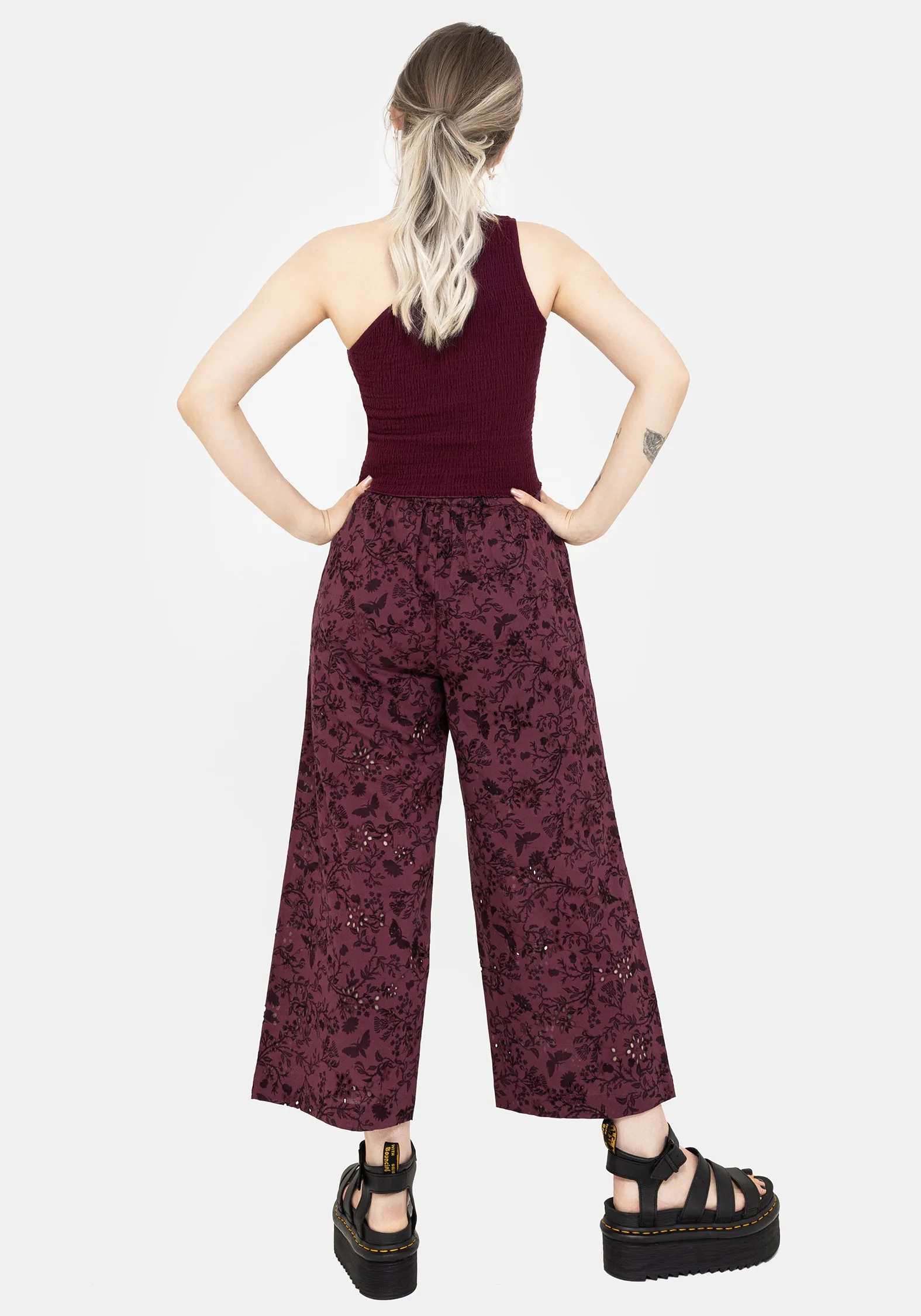 Morgana Cotton Broderie Tie Waist Culottes Relaxed Comfort Fit Low Profile Design