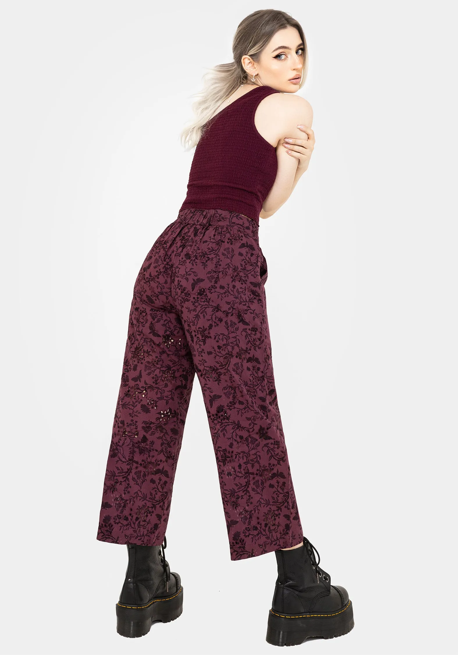 Anti Pilling All Day Use Morgana Cotton Broderie Tie Waist Culottes
