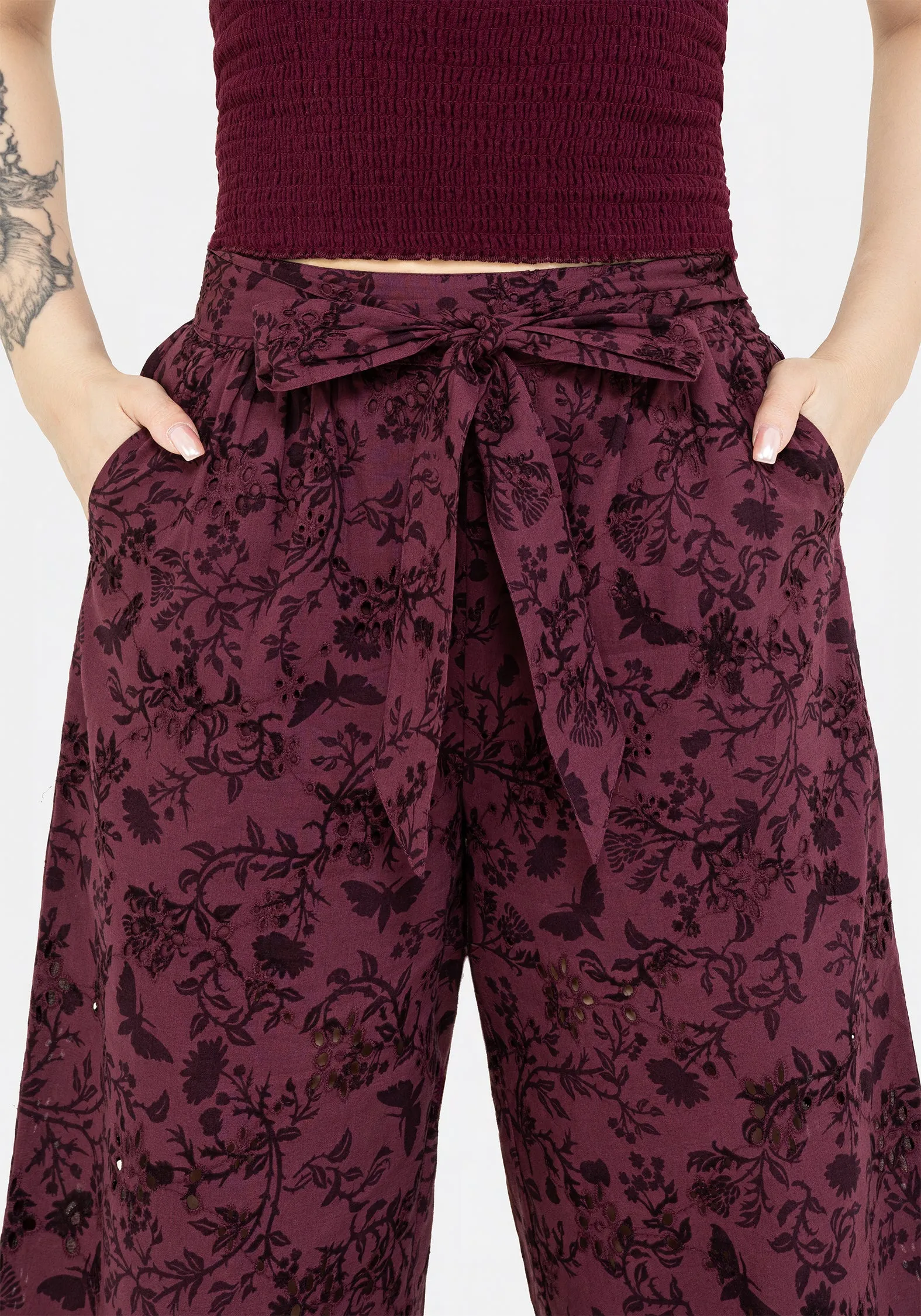 Morgana Cotton Broderie Tie Waist Culottes Cozy Movement Smart Wear