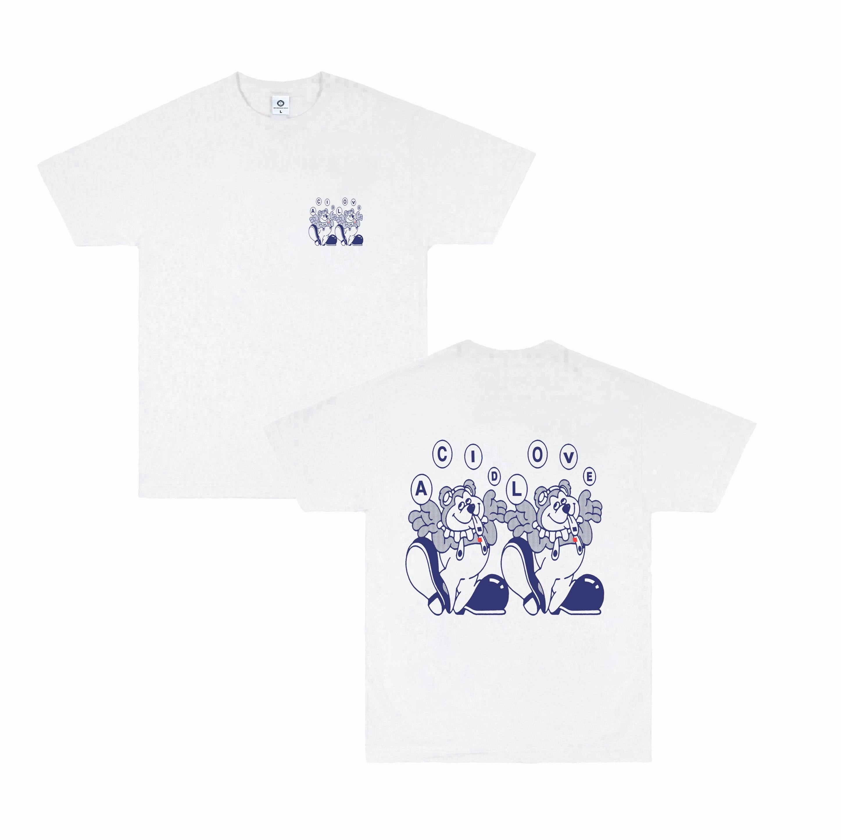 Acid Love 'Trippy Bear' Tee - White WrinkleResistant Texture Classic Chic