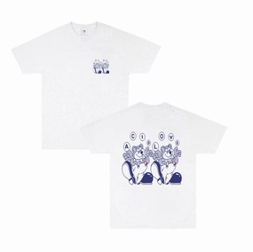 Acid Love 'Trippy Bear' Tee - White WrinkleResistant Texture Classic Chic