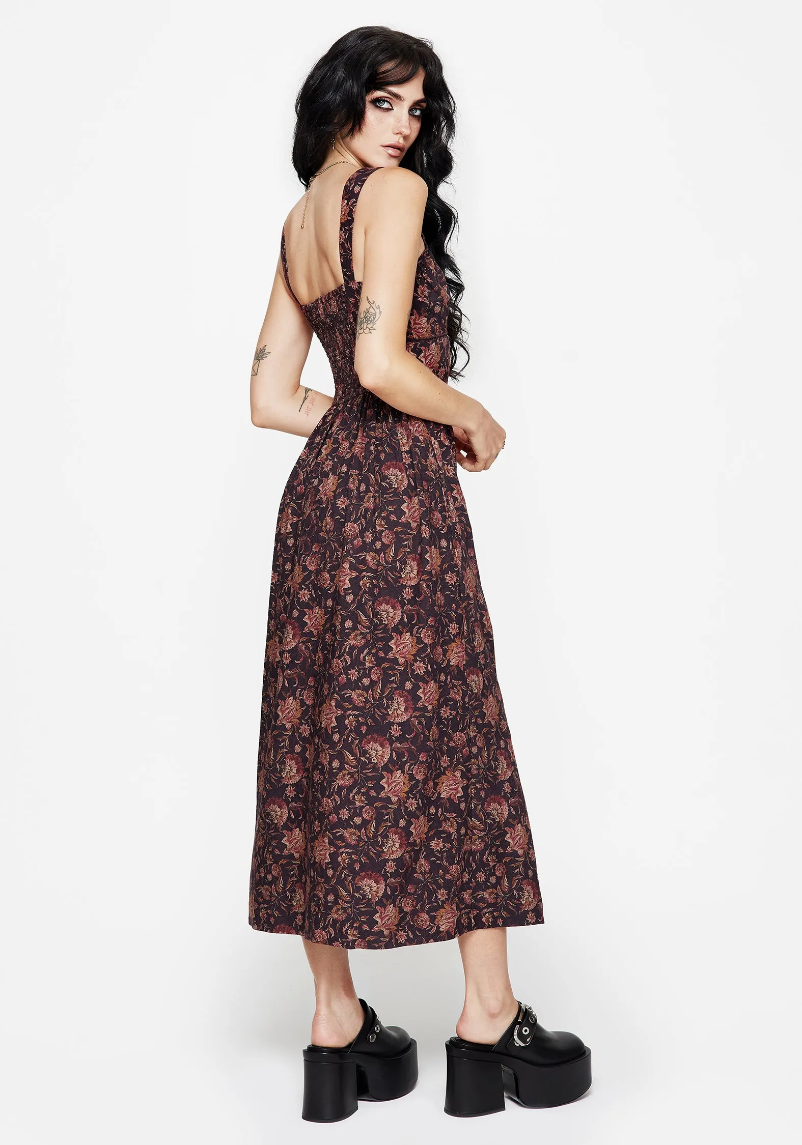 Raglan-Sleeve Feminine midi gown Skye Shirred Back Midaxi Dress