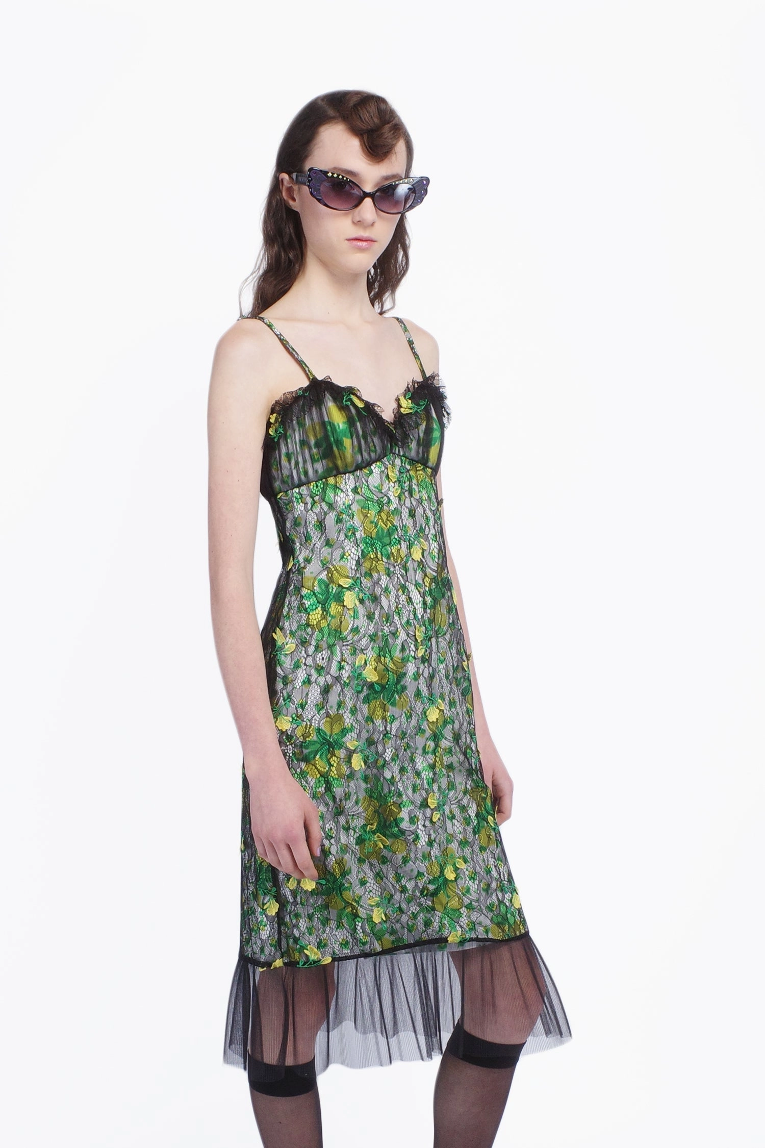 Unique Print Tear-resistant Rosebuds Lace Combo Slip Dress