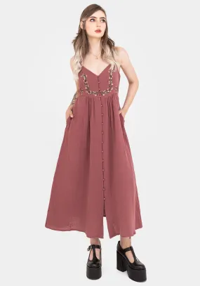 Abundance Cotton Floral Embroidered Bodice Cami Midaxi Dress Street Ready Subtle Charm