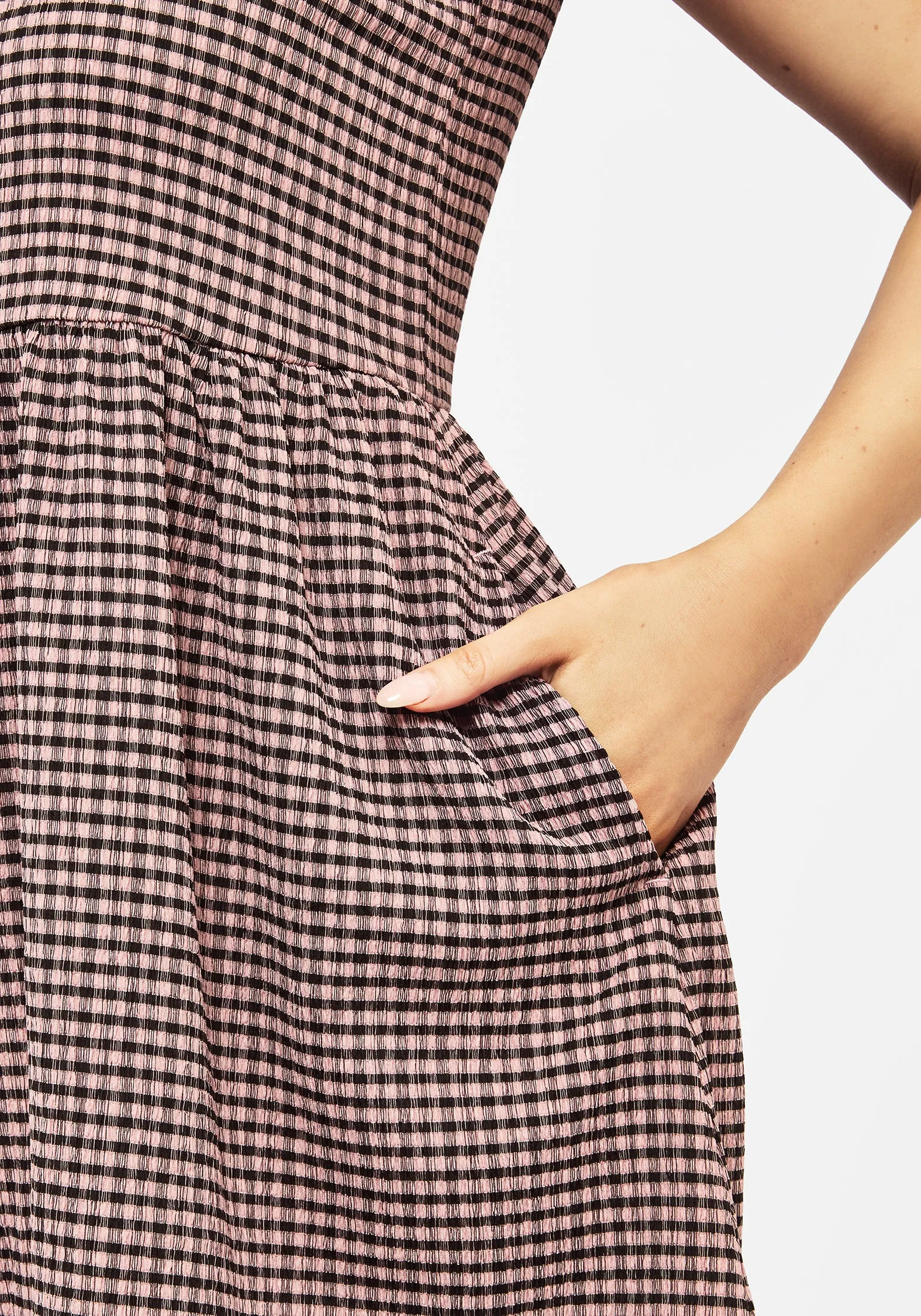 Midora Crinkle Check Mini Skater Dress Sweet Mood Zip-Closure