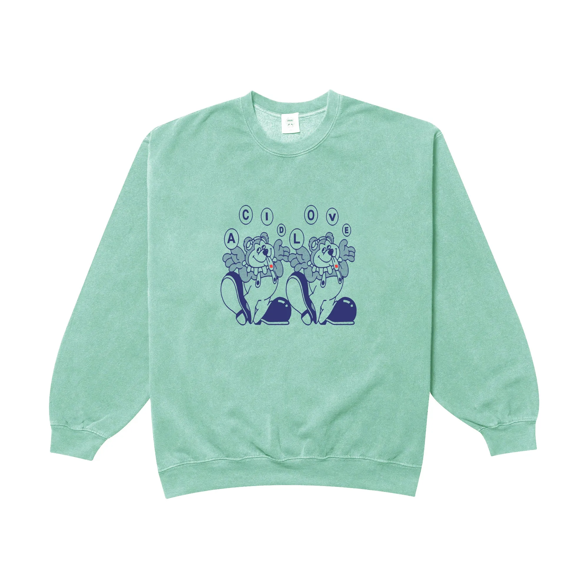 Effortless knitwear Acid Love 'Trippy Bear' Vintage Washed Sweater - Mint Green