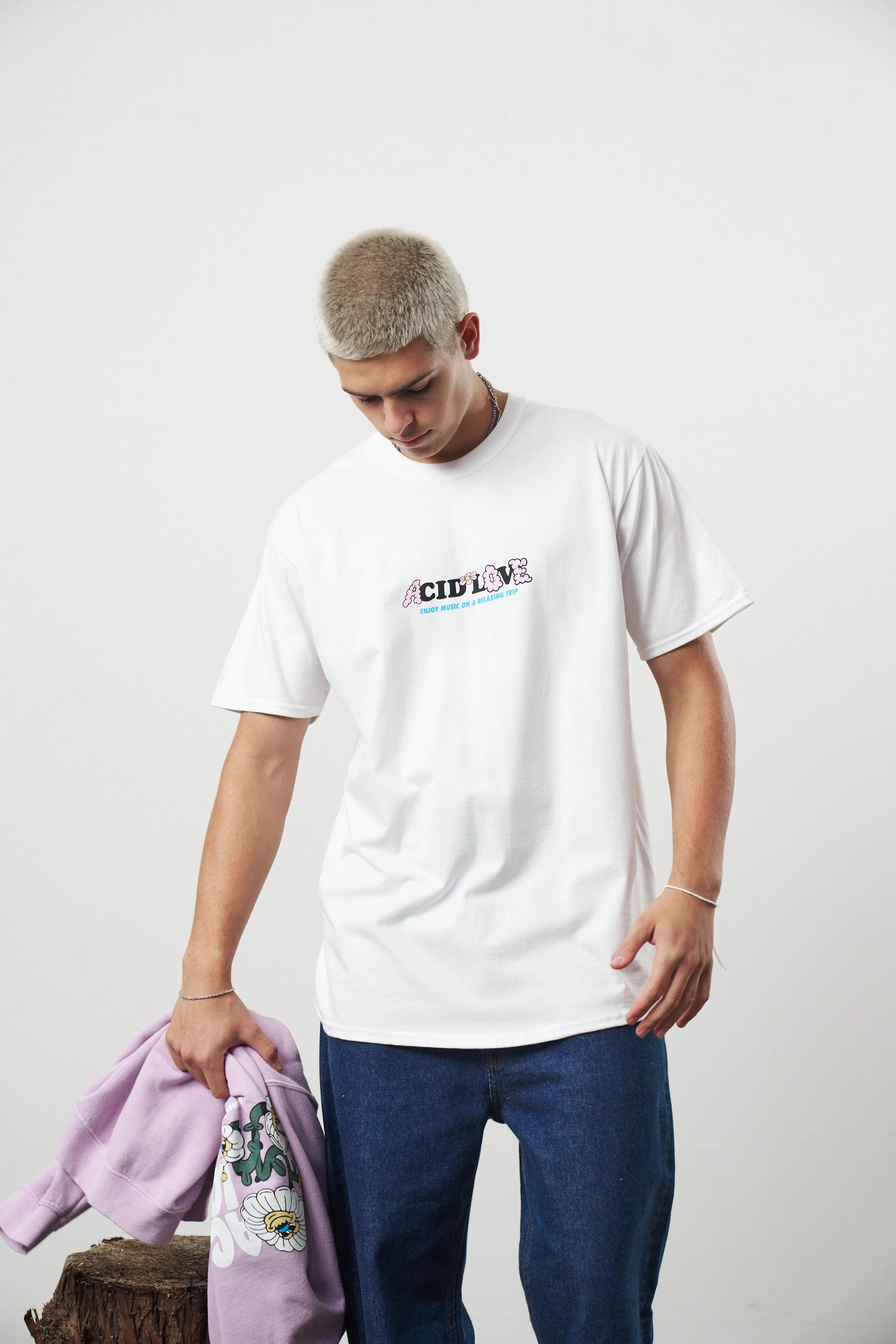 Acid Love 'Mushroom' Tee - White Light Casual Wear