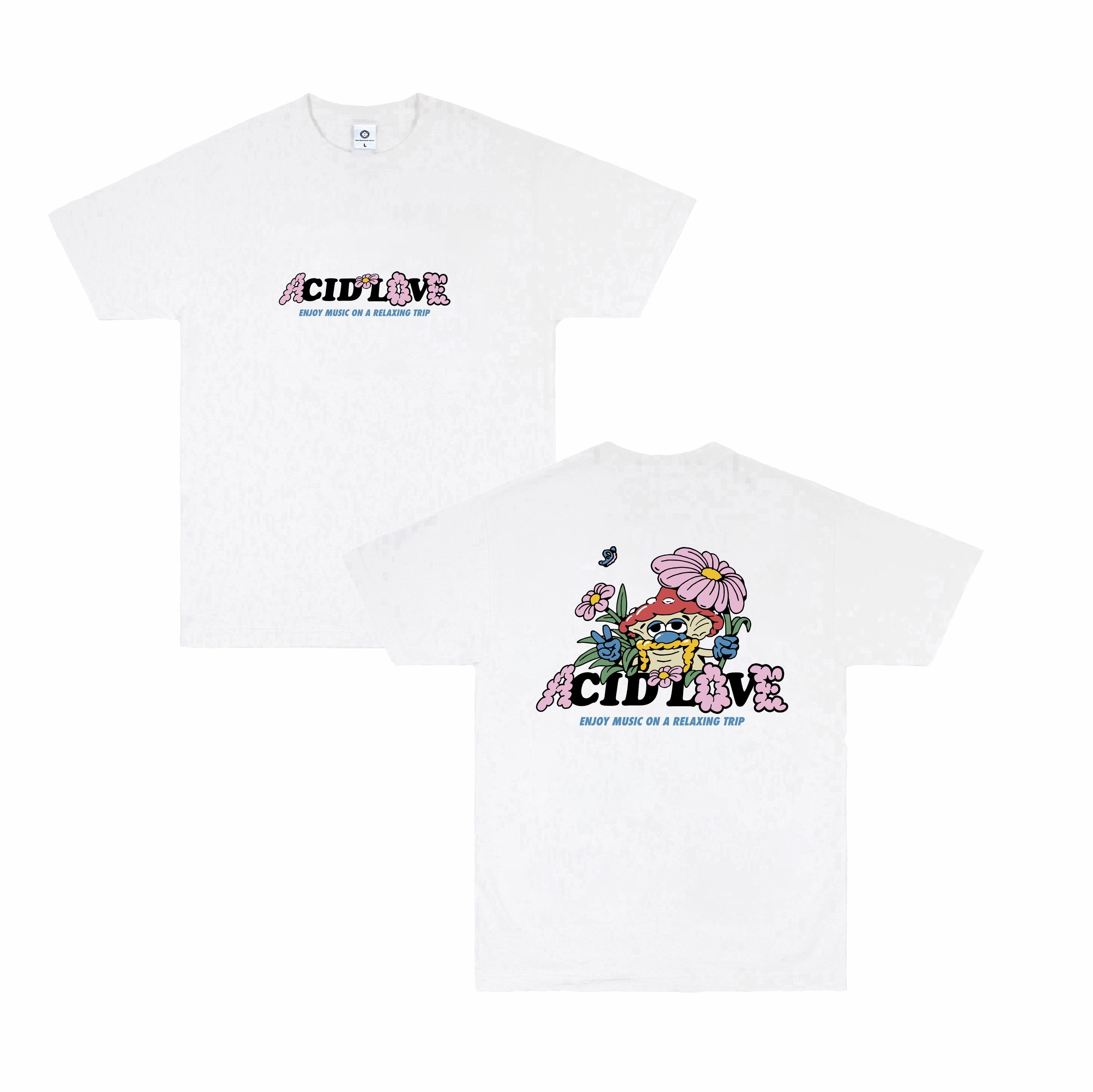 Acid Love 'Mushroom' Tee - White UV Protective Coating Streetwear attitude