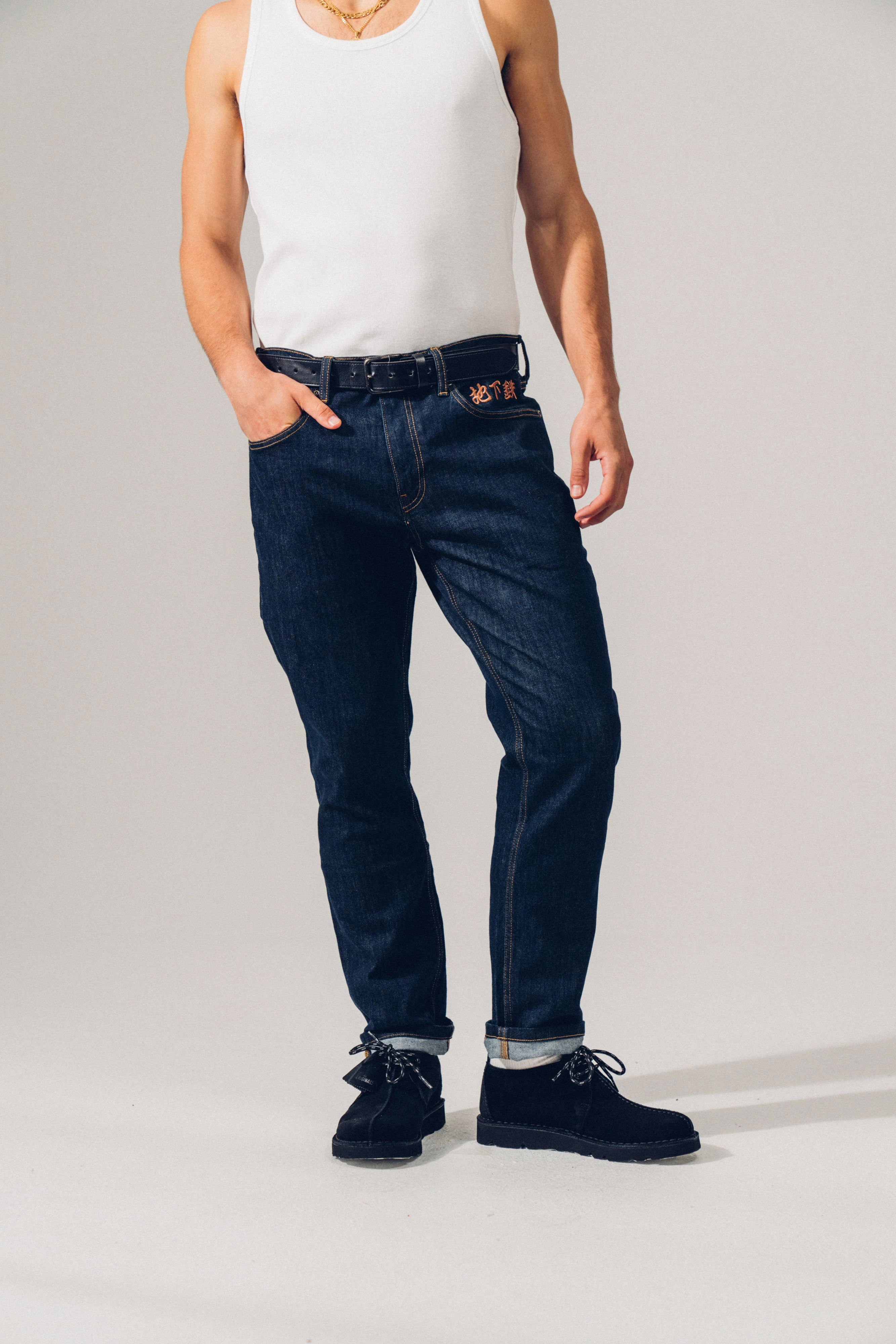 A Thousand Futures 'Lucky' Embroidered Jeans - Indigo Skinny Fit