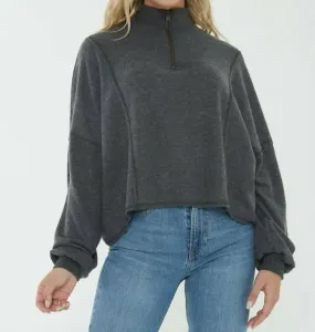 Comfort Layer Ada Cozy Half Zip Sweater In Heather Charcoal