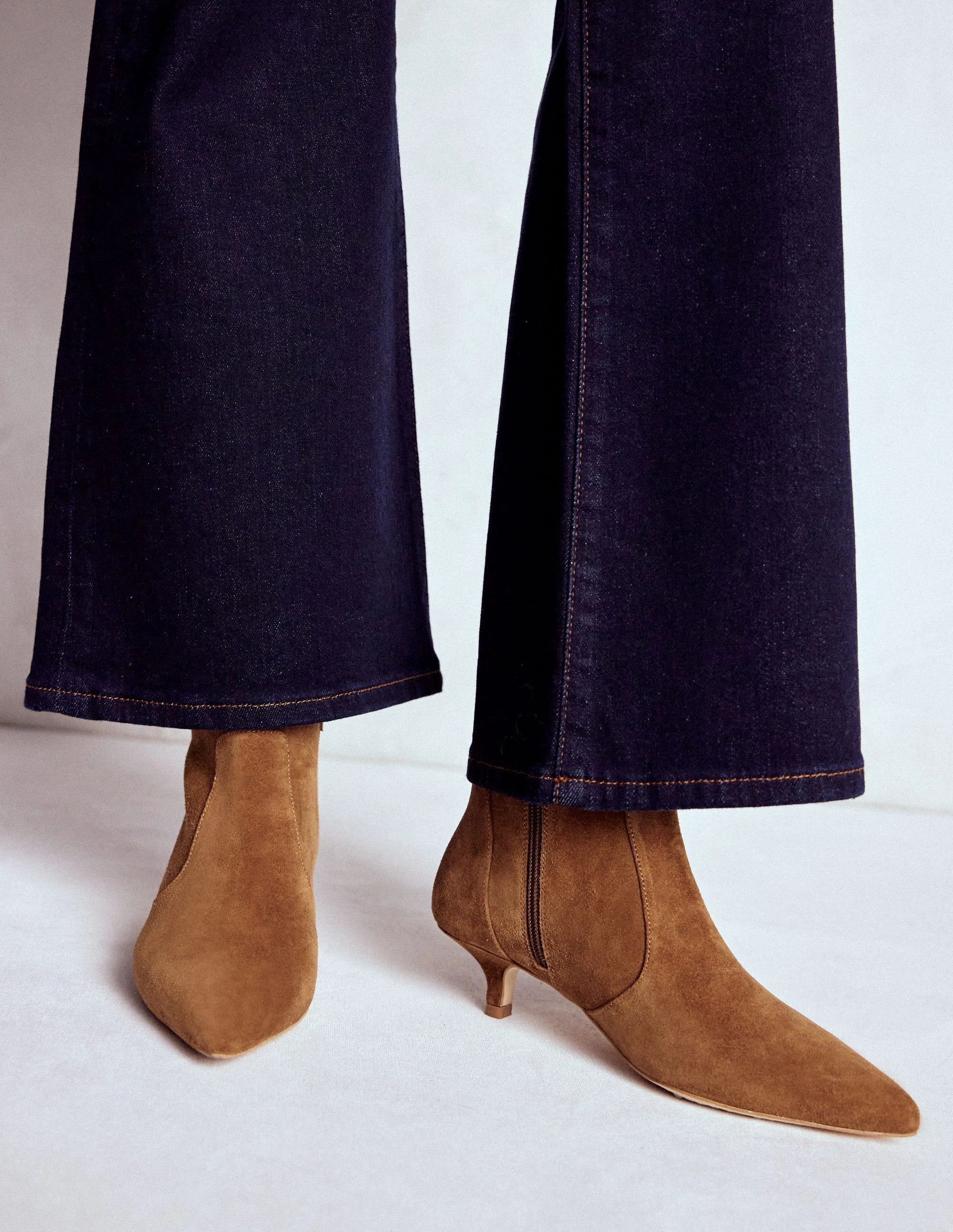 Kitten Ankle Boots-Cognac Traction Enhanced Base Slip Resistant Rural Traveler