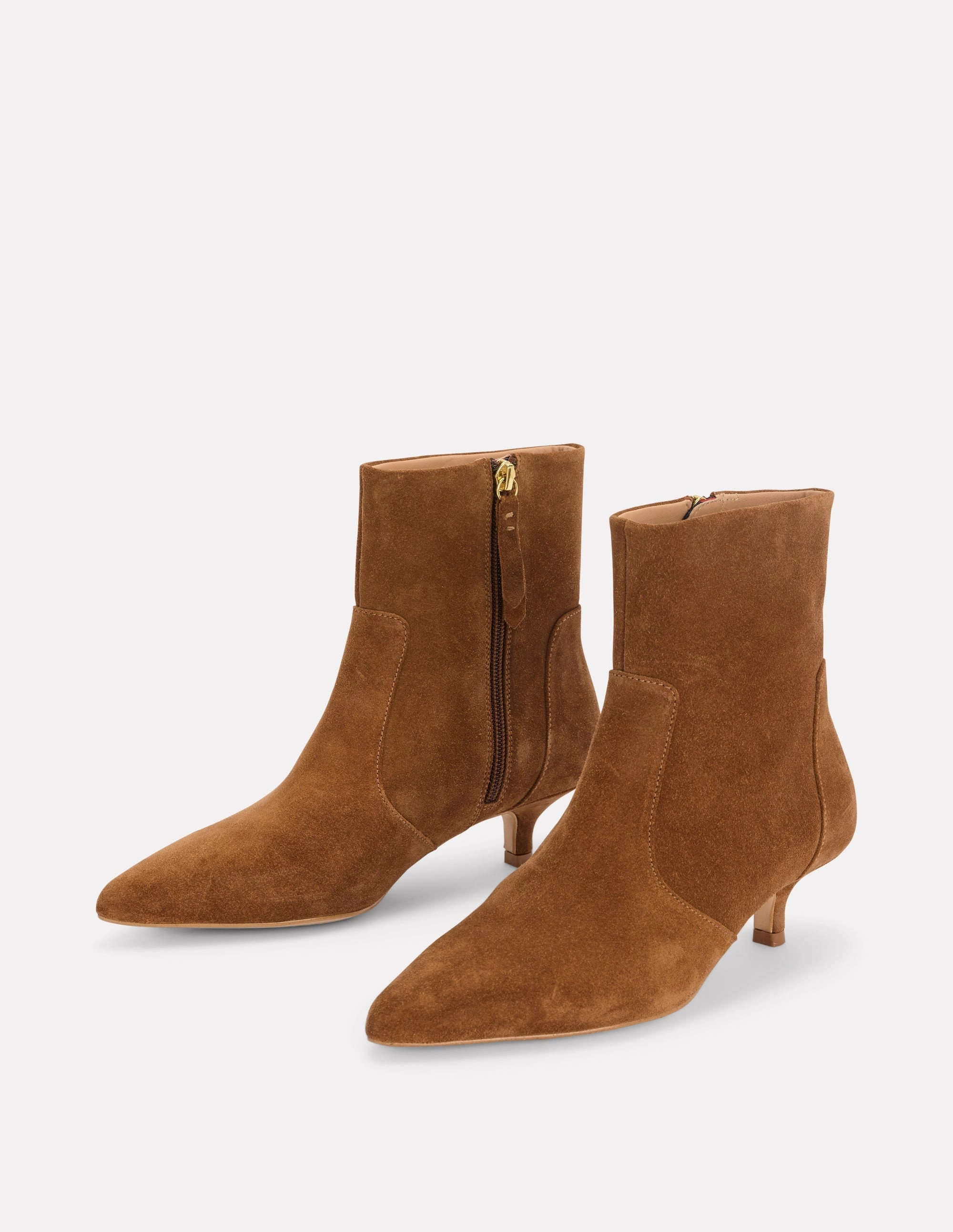 Kitten Ankle Boots-Cognac Water-resistant Open Toe