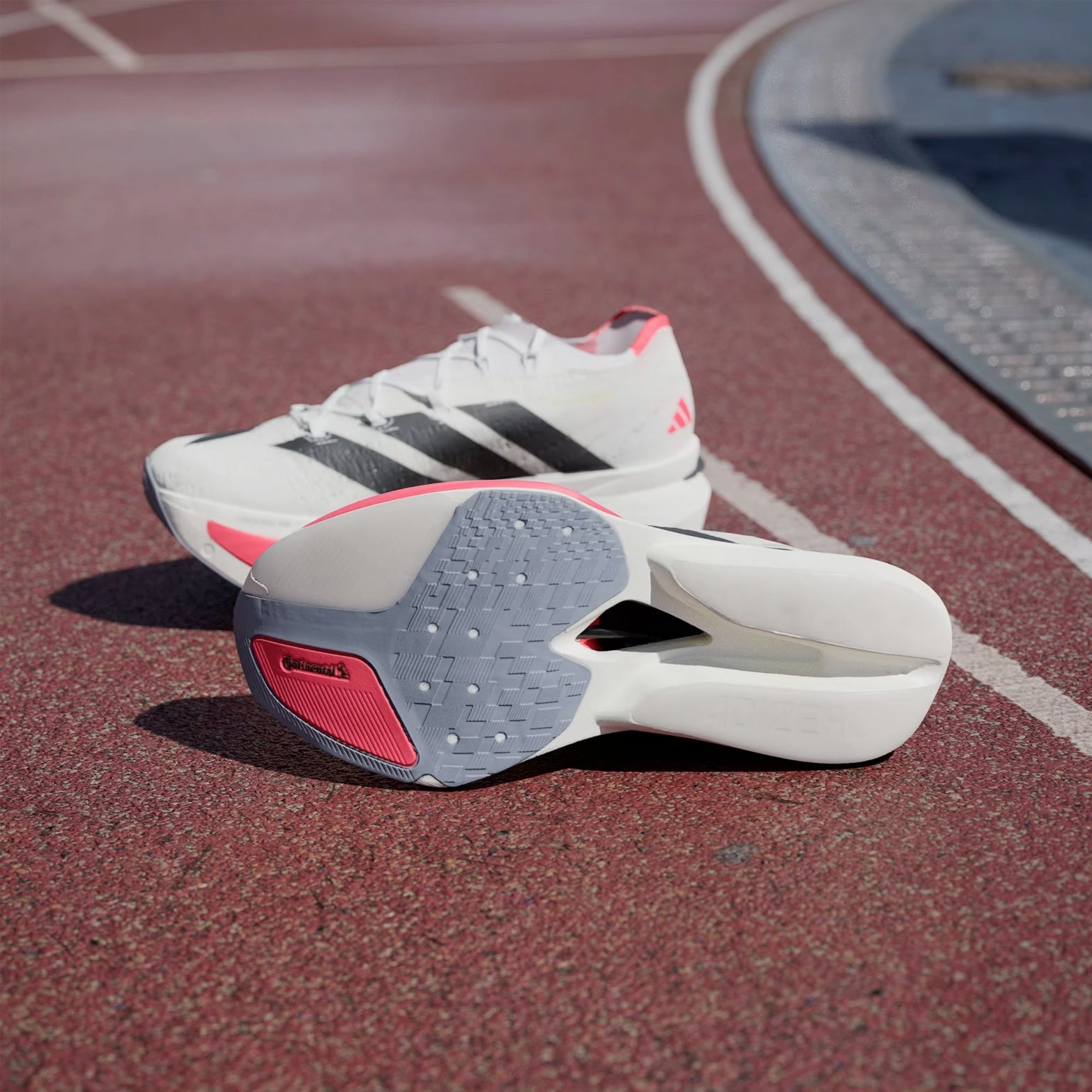 running in dry weather shoes shoe cleaning Adizero Prime X 3 Strung Running Shoes Cloud White / Core Black / Lucid Red