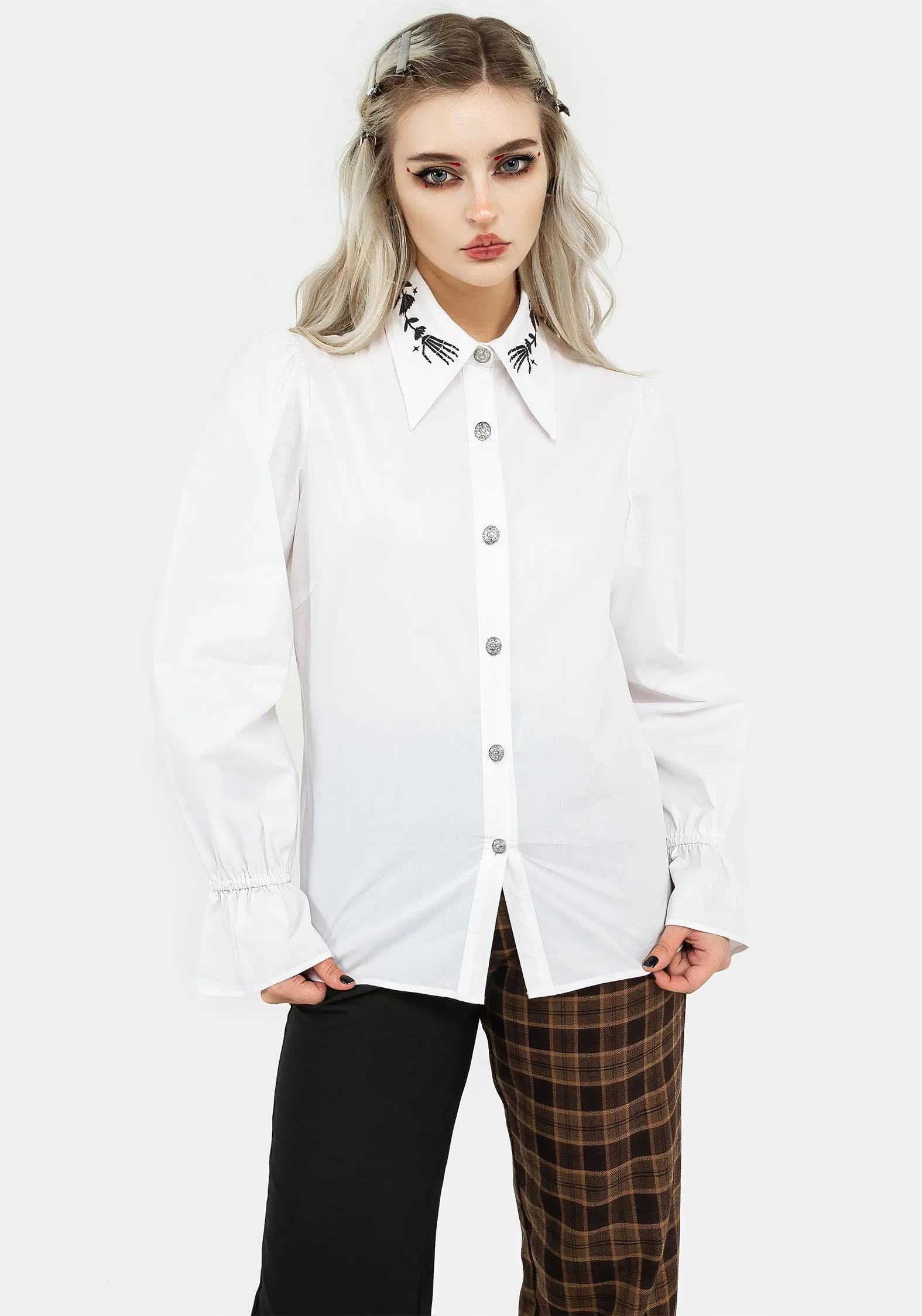 Static Dissipating Fiber gender-neutral Tempora Embroidered Button Up Shirt