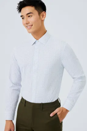 Waterless Dye Dress Shirt  | White Multi-Check 20812N Adjustable Cuffs Linen blend