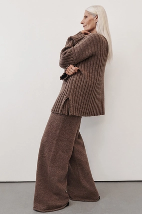 Structured Hemline TaglessComfort TUCSON MOCHA WIDE LEG KNIT PANT