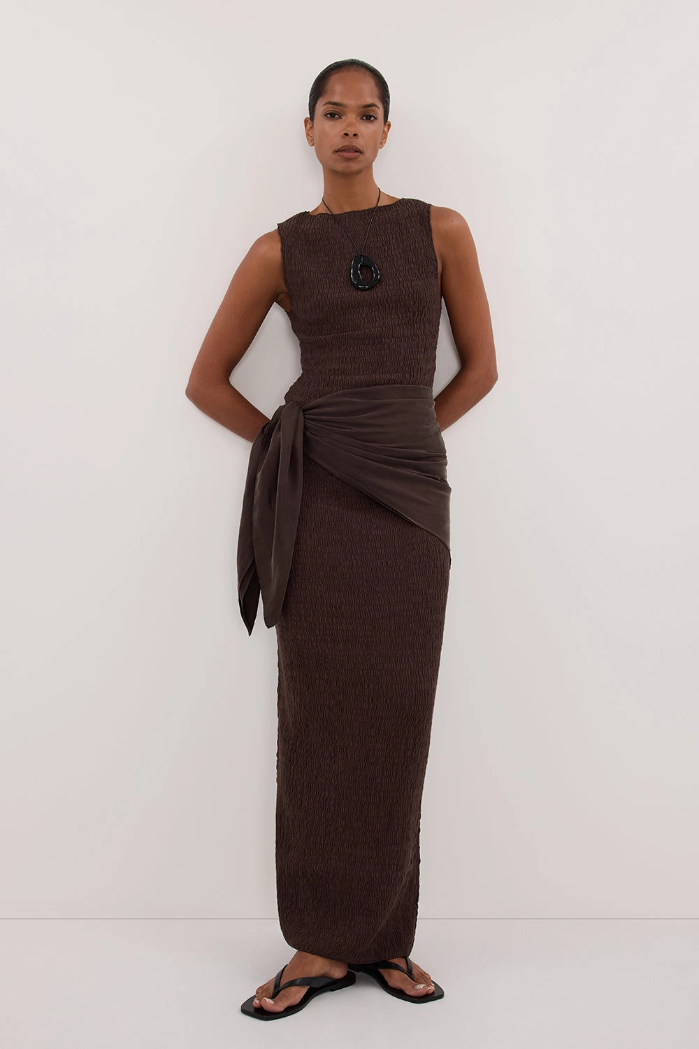 Moisture Wicking Textile investment piece MELISSA CHOCOLATE MIDI SKIRT