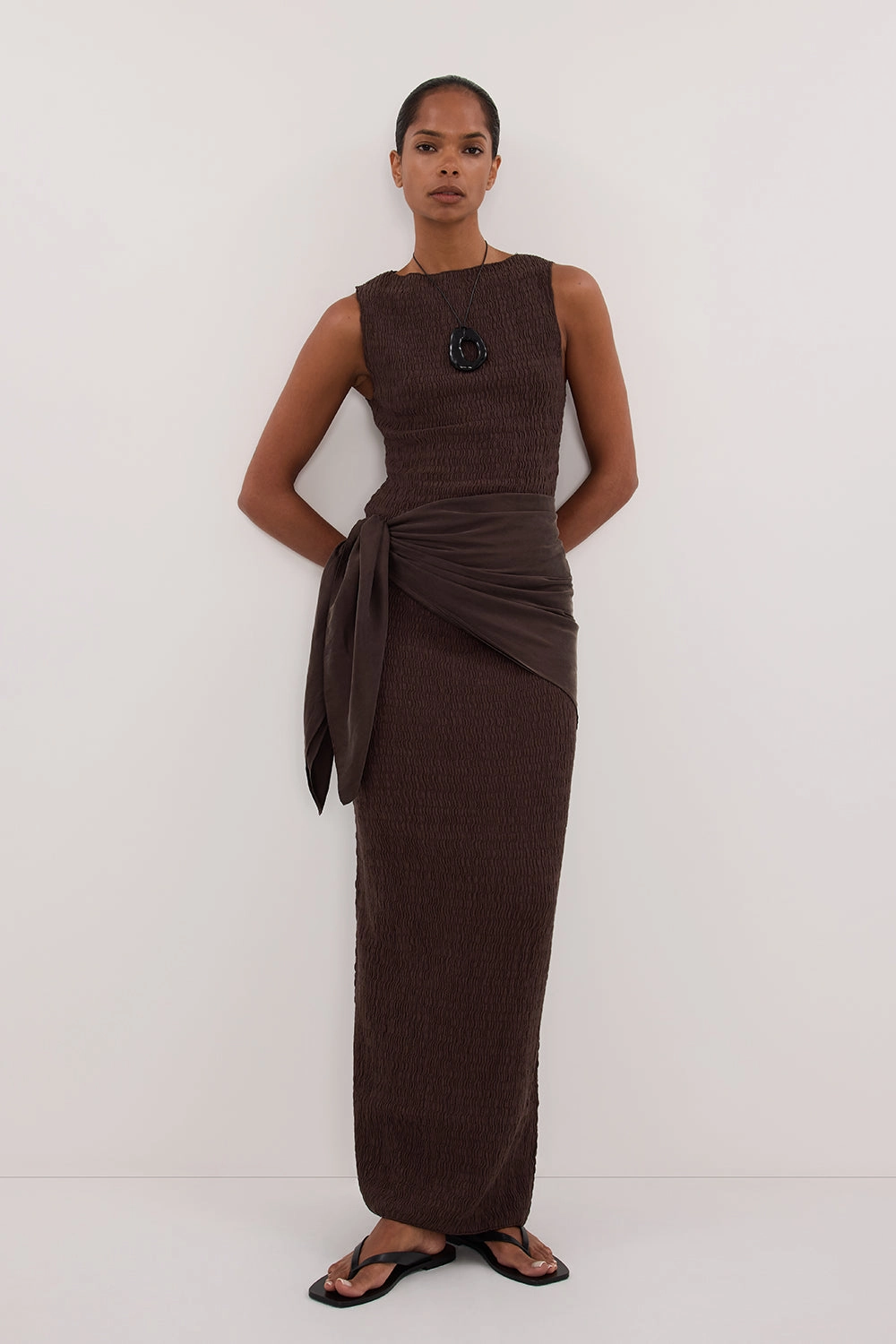 Chic Tones MELISSA CHOCOLATE MIDI SKIRT
