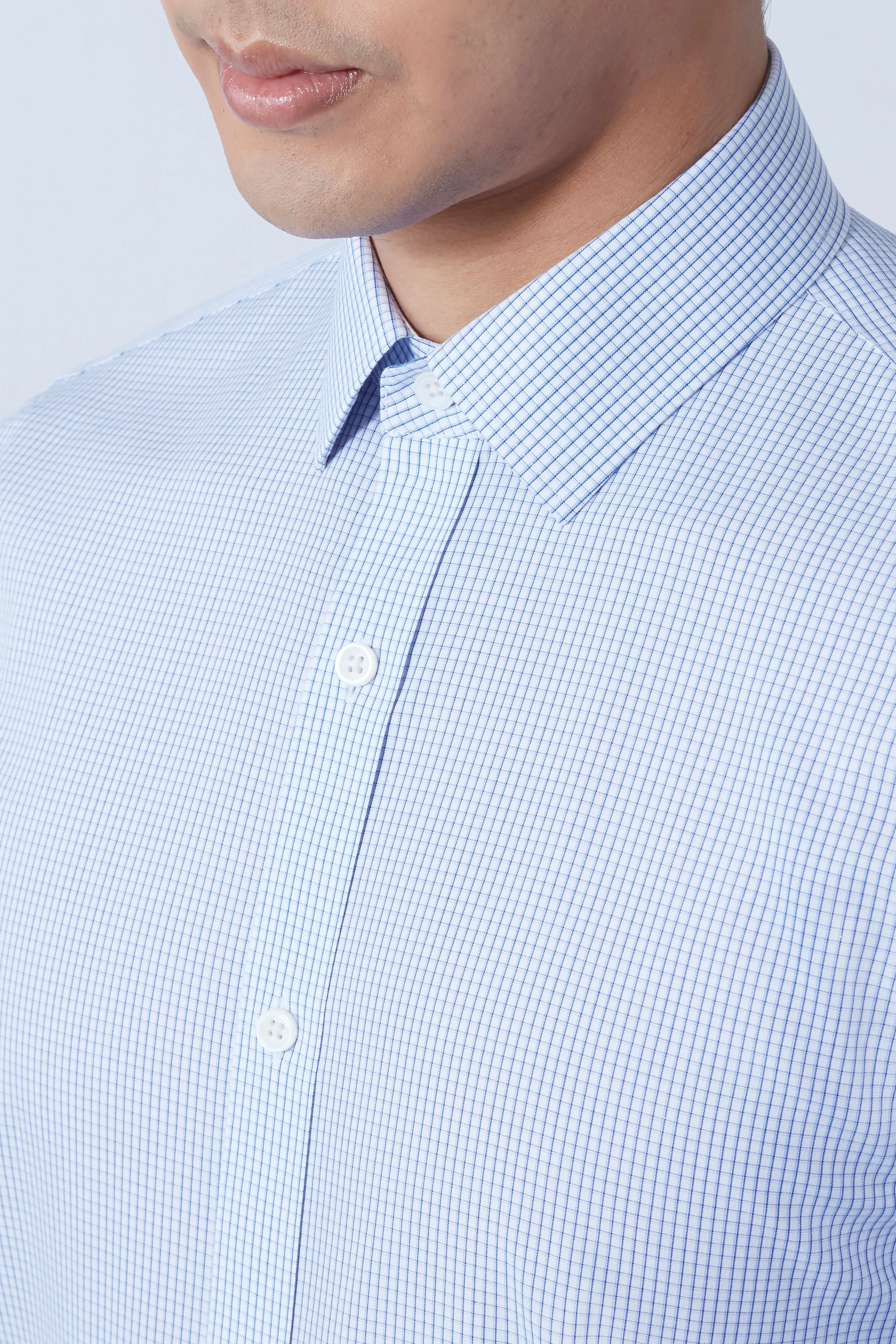 Wrinkle-Free Poplin Dress Shirt | Blue Check 15104N Designer Look Spring Trend