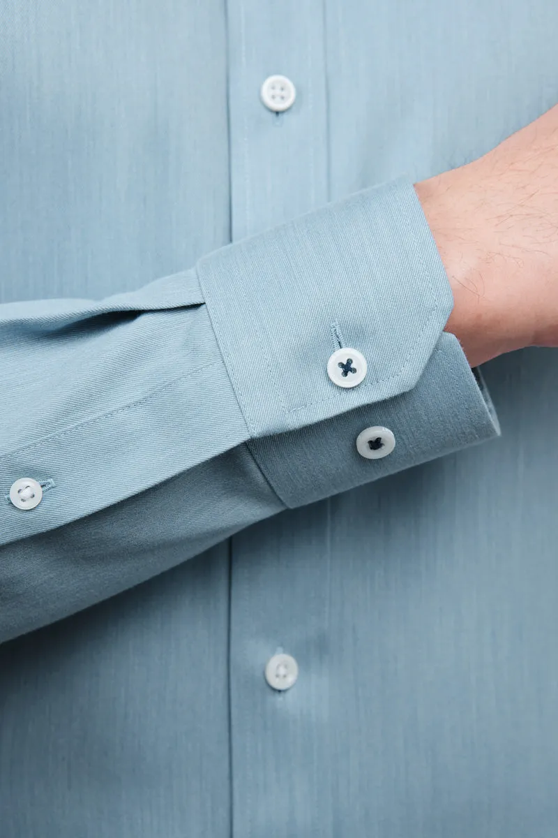 Breathable Layer Holiday Travel Wrinkle-Free Twill Heather Dress Shirt | Sky Blue 27796N
