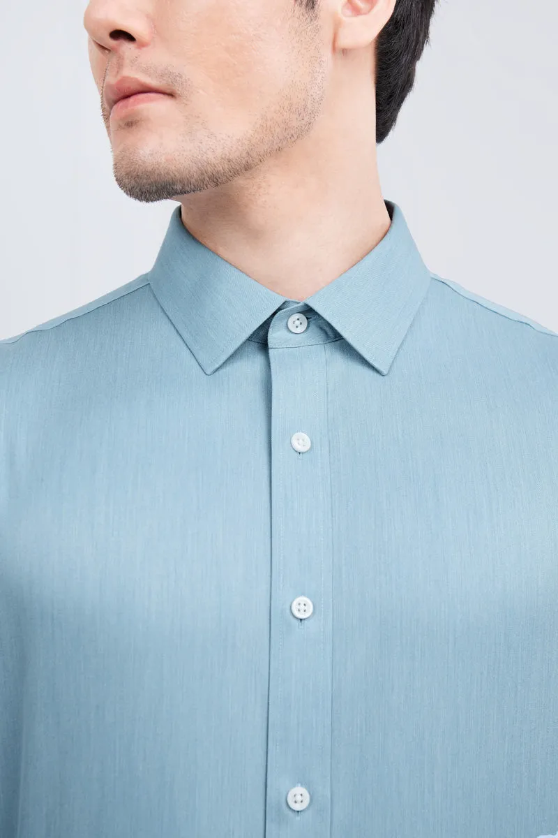 Exclusive Collection Designer Look Wrinkle-Free Twill Heather Dress Shirt | Sky Blue 27796N