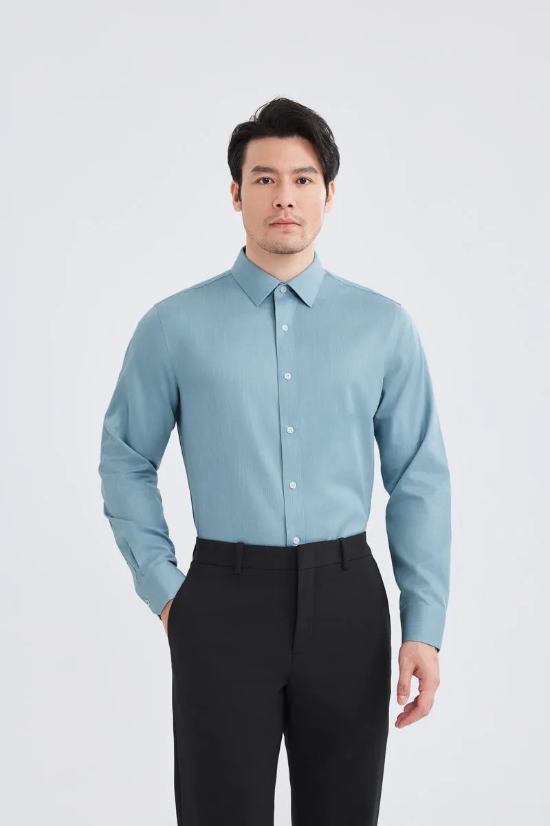 Flexible Material Wrinkle-Free Twill Heather Dress Shirt | Sky Blue 27796N