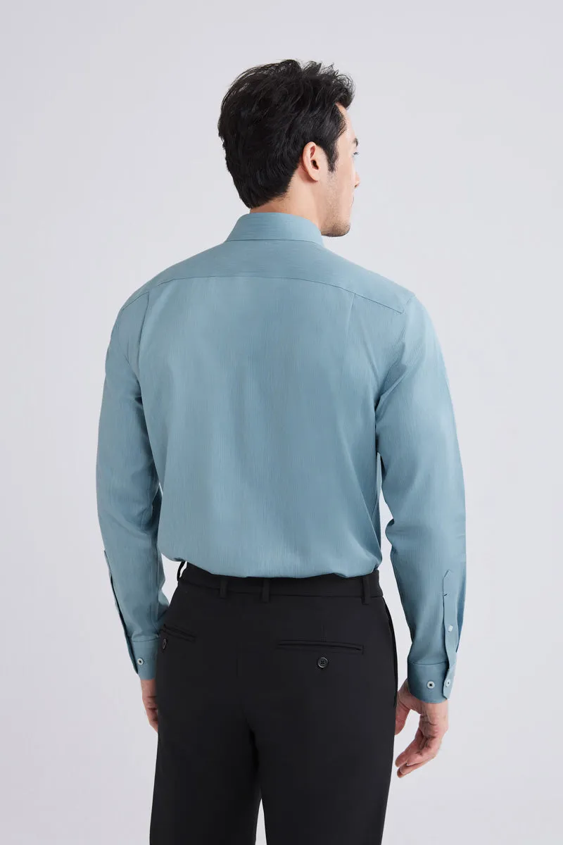 Wrinkle-Free Twill Heather Dress Shirt | Sky Blue 27796N Ruffle Edge Midweight Textile