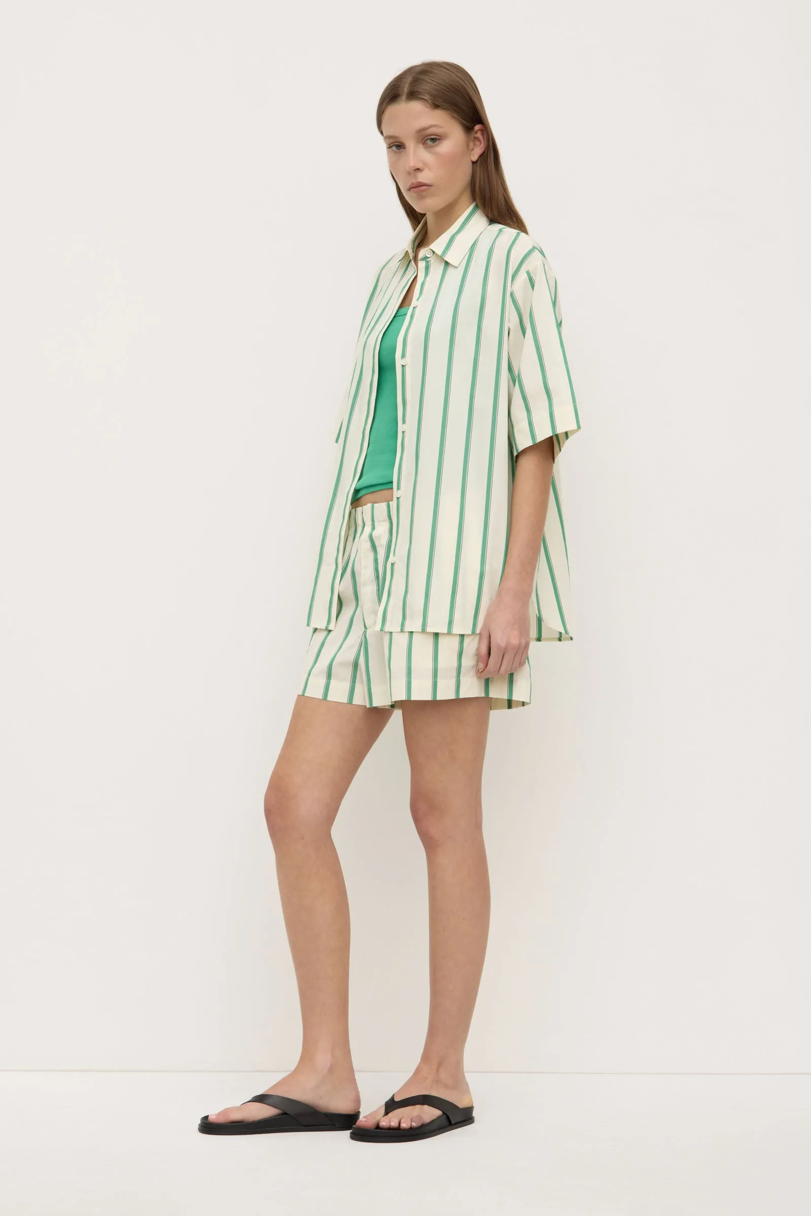 Agnes Stripe Short Sleeve Shirt Organic Cotton hypoallergenic