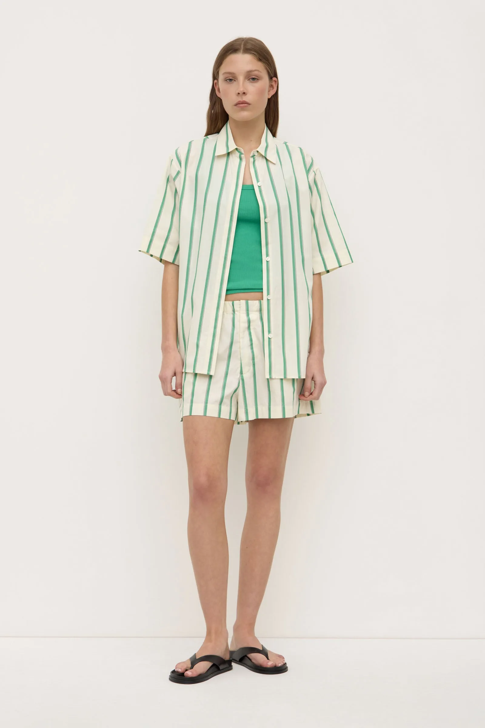 Agnes Stripe Short Sleeve Shirt Subtle Details