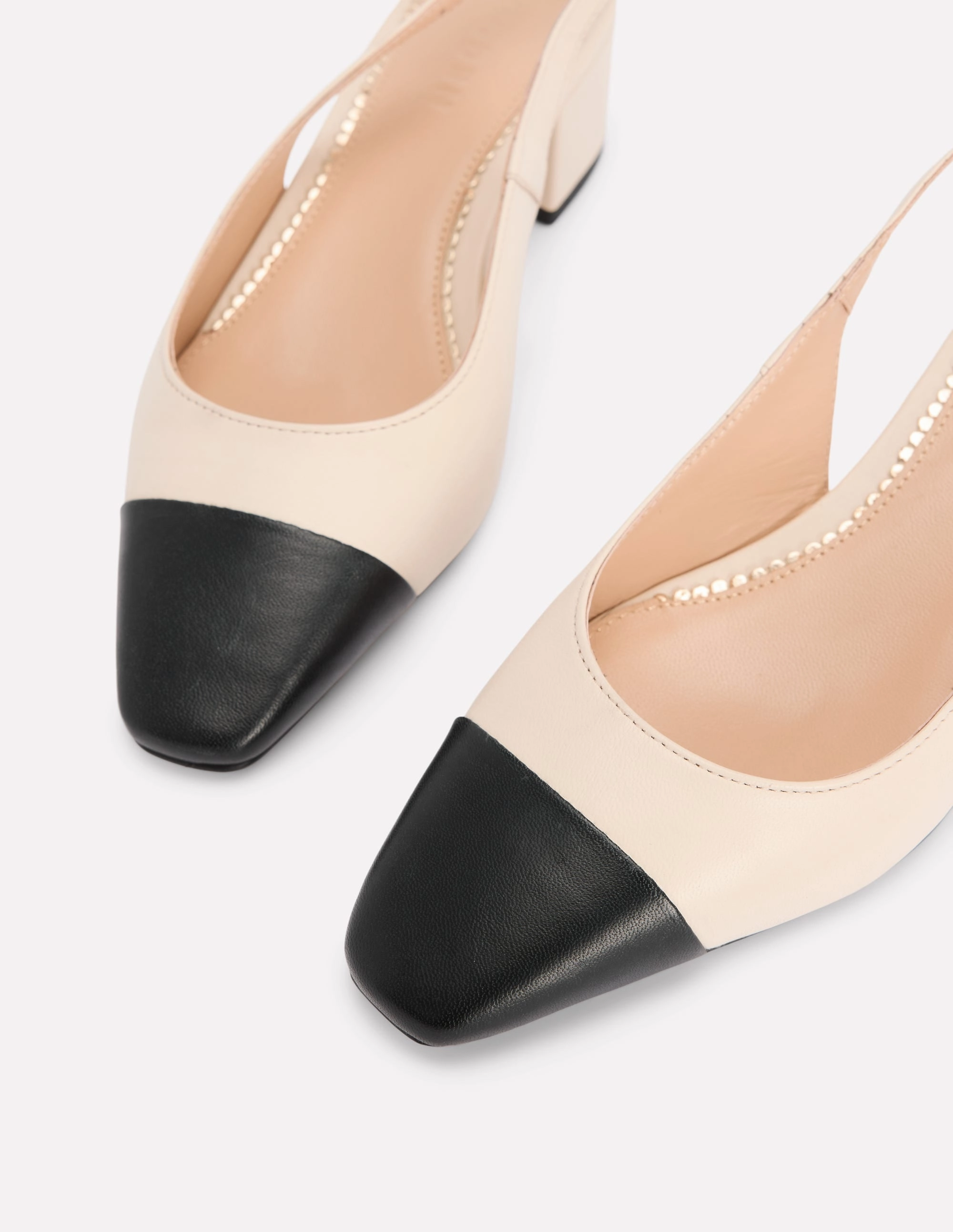 Ailsa Block Heel Slingbacks-Ecru Luxe Edge waterproof
