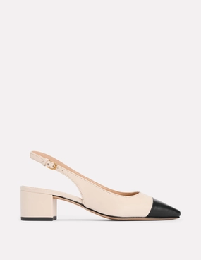 Elegant Slip-On Heels Christmas Party Heels Ailsa Block Heel Slingbacks-Ecru