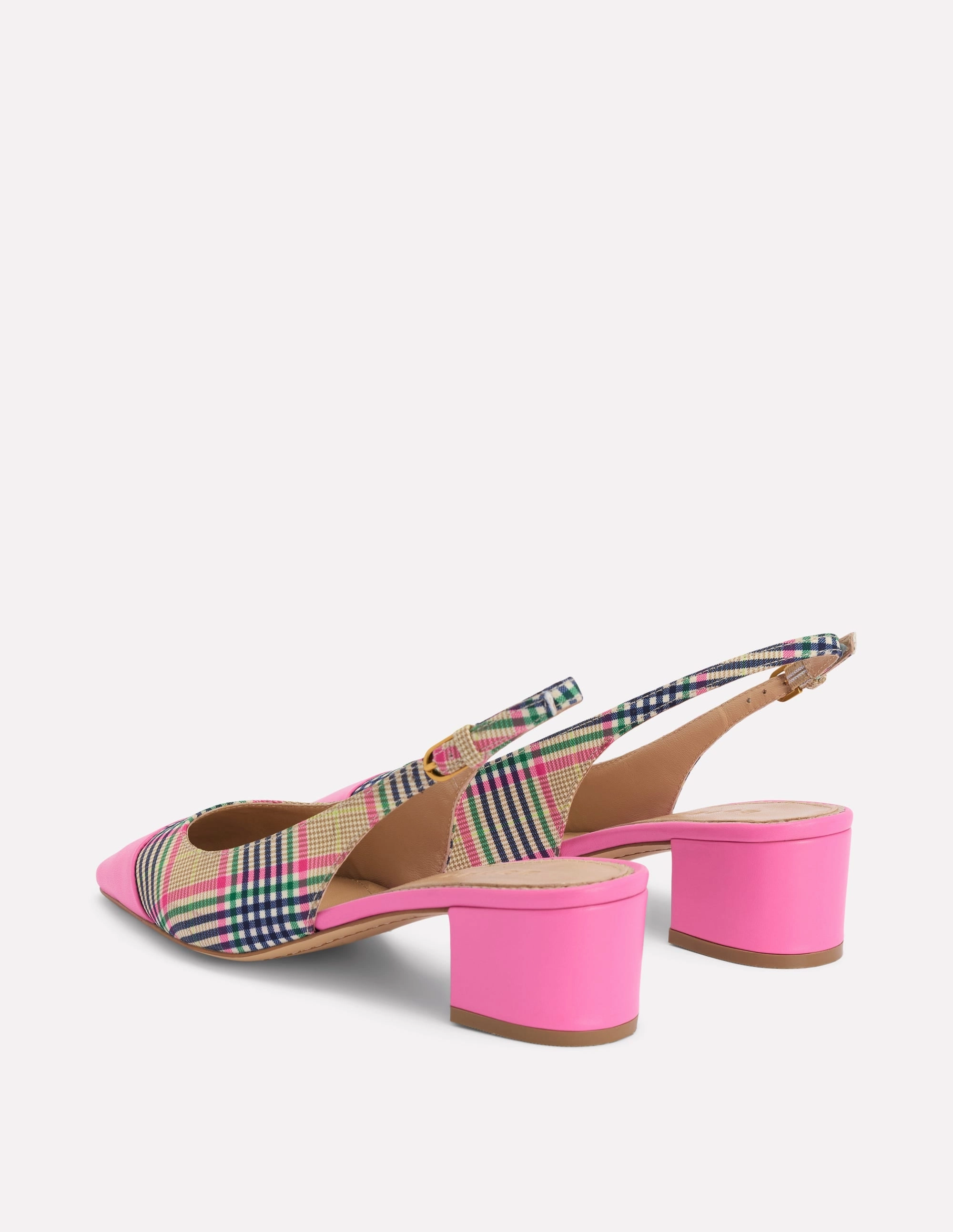 Ailsa Block Heel Slingbacks-Multi Check Designer Platform Shoes Flexibility