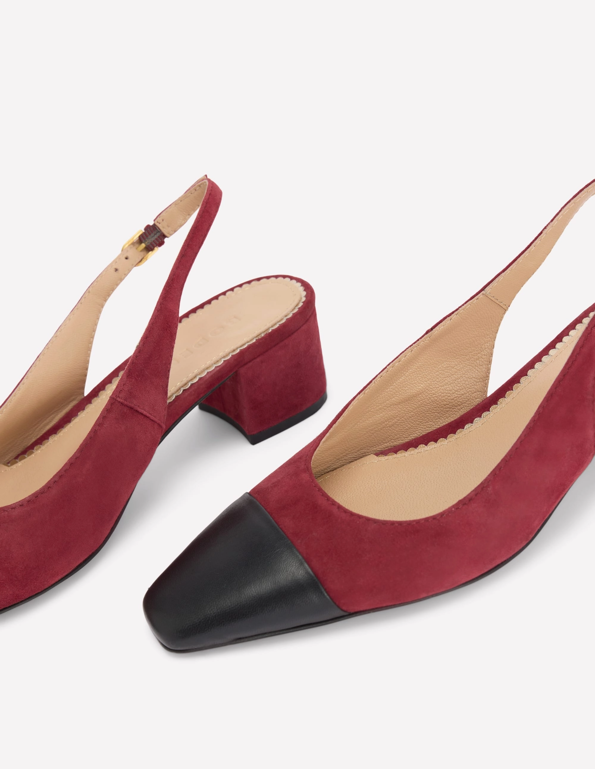 Ailsa Block Heel Slingbacks-Oxblood Minimal Layers