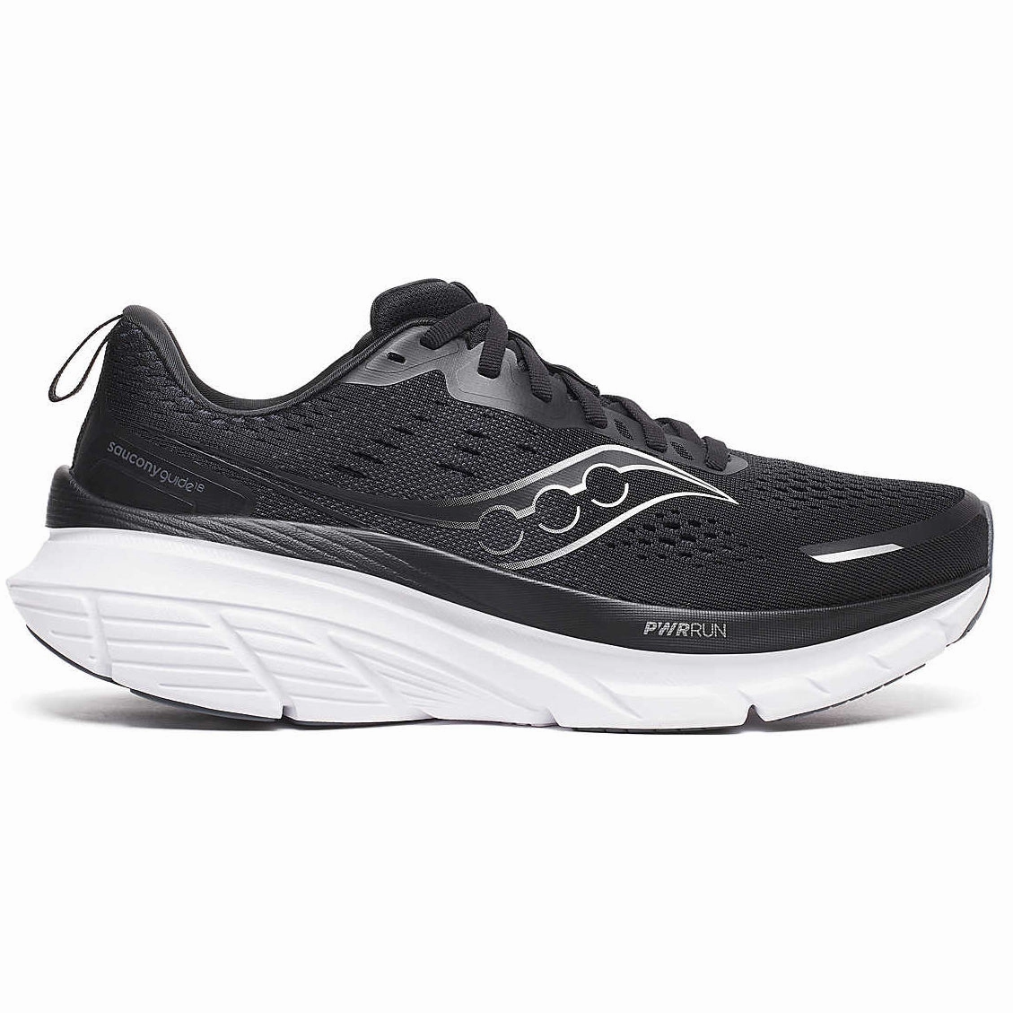 Men's Guide 18 Wide Fit Running Shoes Black / White sunny day running Cross Over Ventilation System