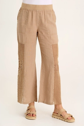 Stretching Fit Reinforced Stress Points Tangent Linen/Crochet Wide Leg Pant