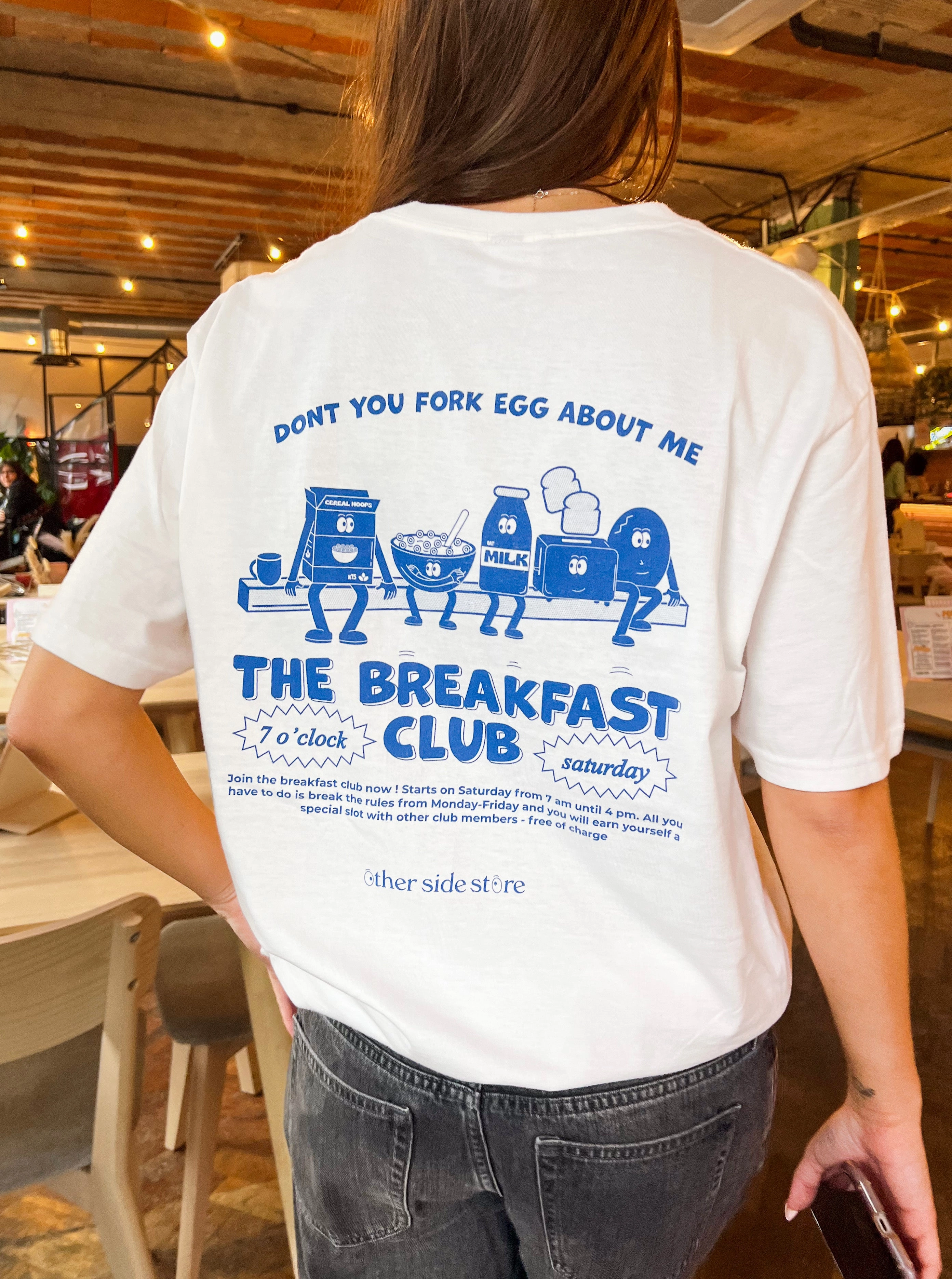 Classic Vibes Cozy Layering Other Side Store 'Breakfast Club' Tee - White