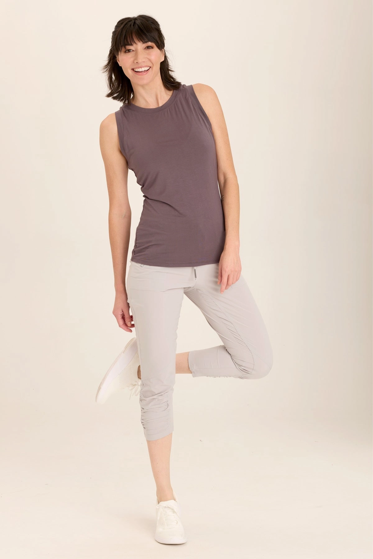 Aksana Whisper Stretch Ruched Active Slim Pant Lightweight texture