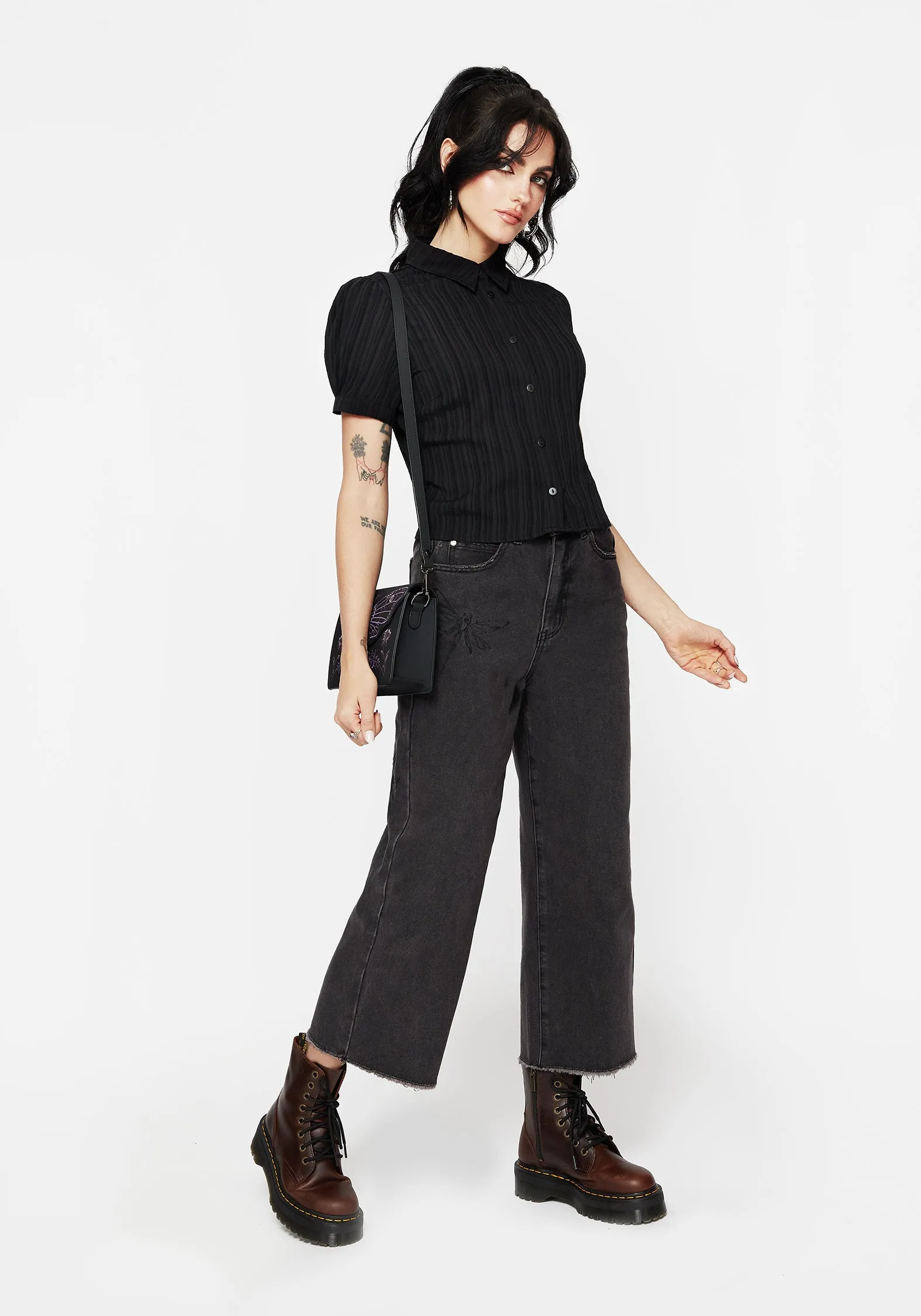 Flexible Shoulder Panels Alcina Puff Sleeve Crop Top