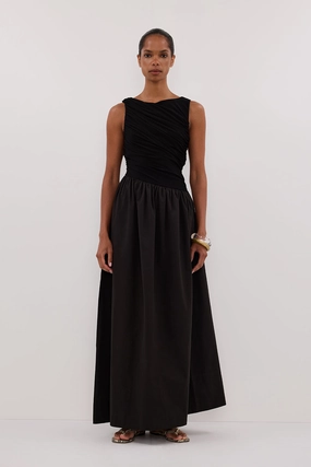 Soft Harmony Seasonal Comfort ALEXANDRA BLACK HYBRID MIDI DRESS