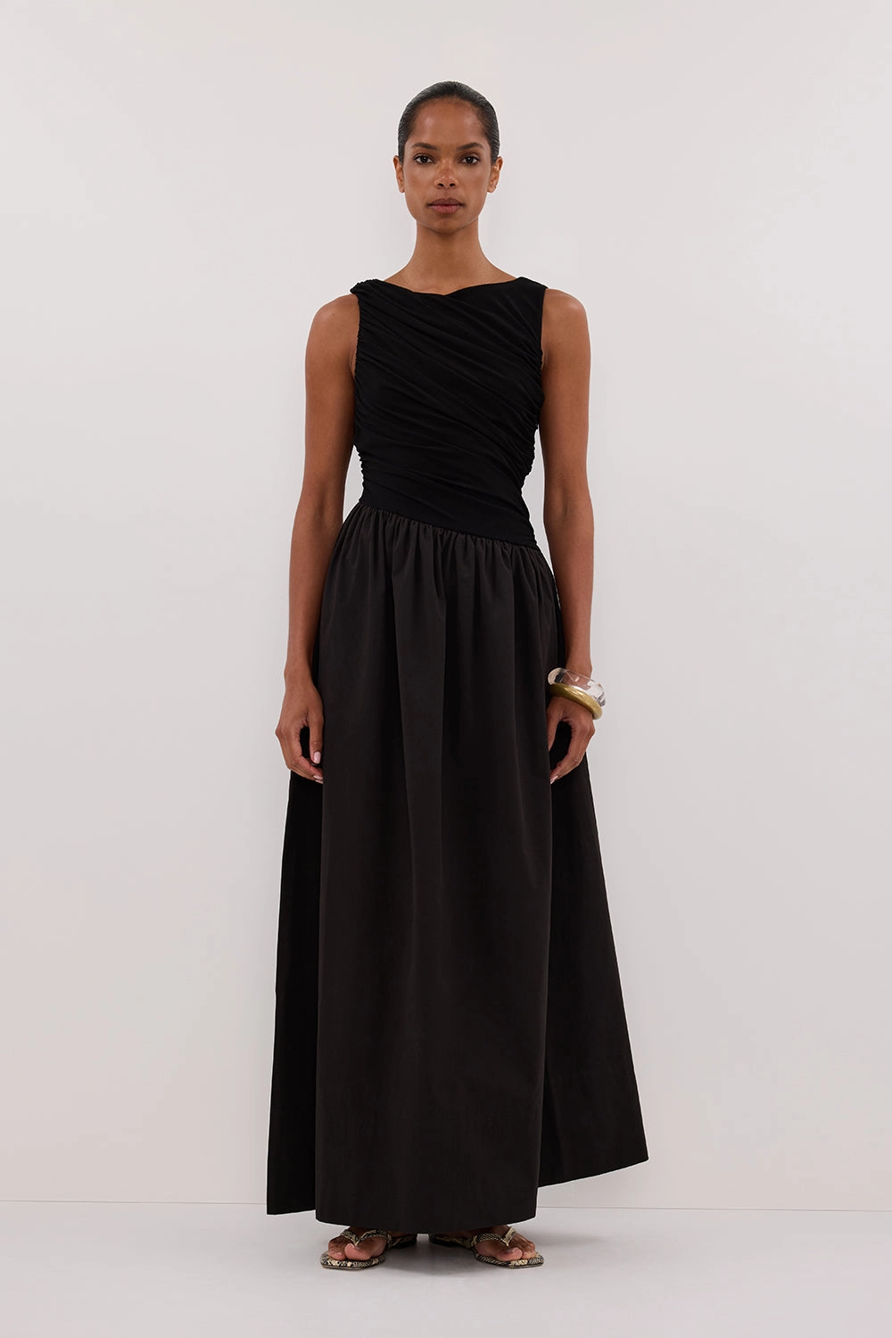 ALEXANDRA BLACK HYBRID MIDI DRESS Sage Glow