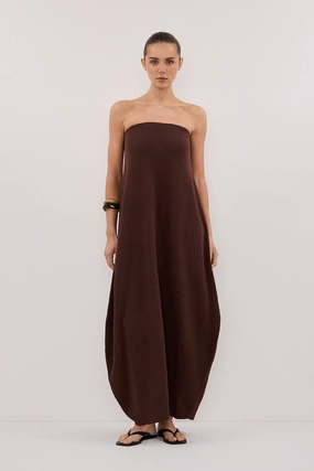 Flexible Design ALIAS CHOC TEXTURED KNIT STRAPLESS MIDI DRESS