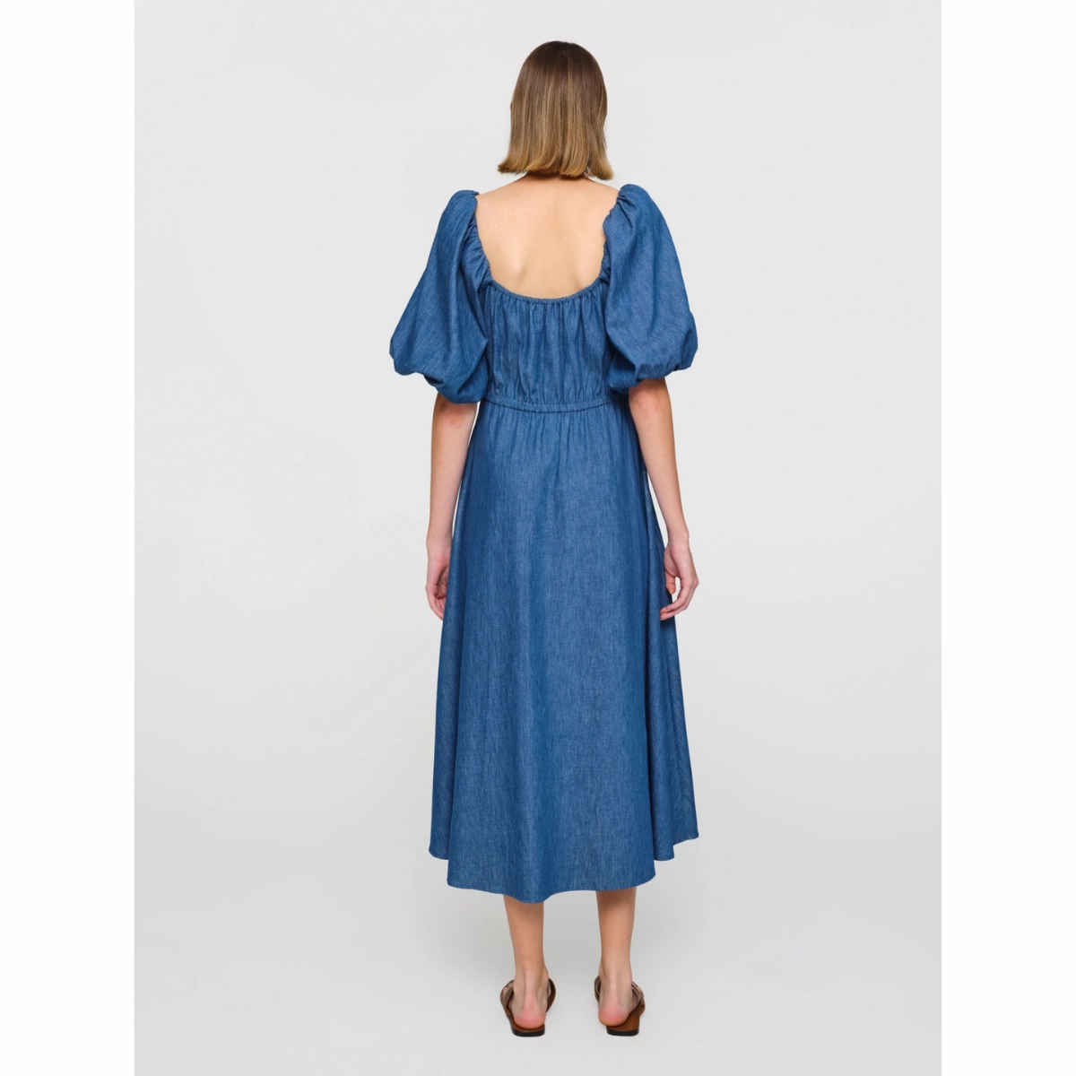Lunch Date Aliya Linen Denim Dress